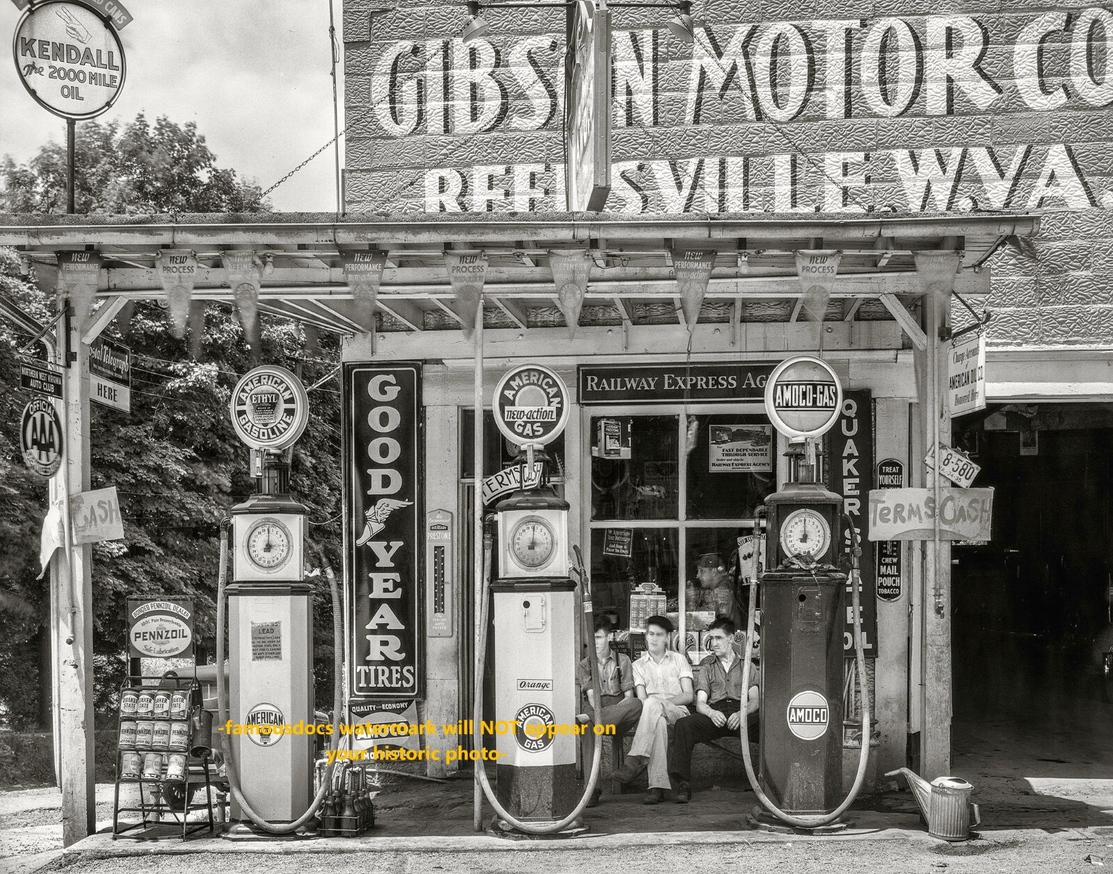 11x14 1935 AMOCO Gas Station PHOTO Poster Vintage Service Pumps West Virginia