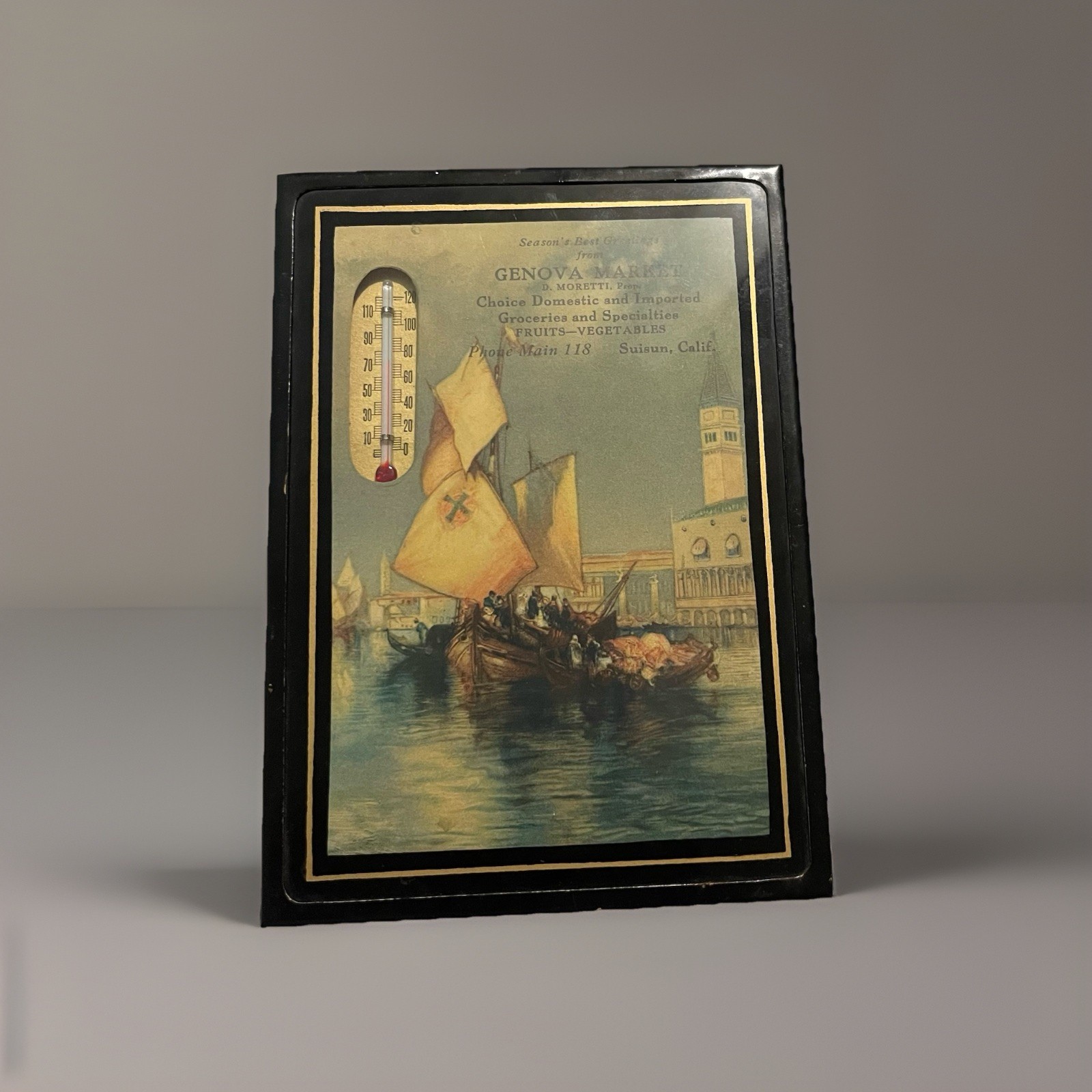 Vintage Advertising Genova Market Suisun Ca Customer Thermometer Holiday Gift