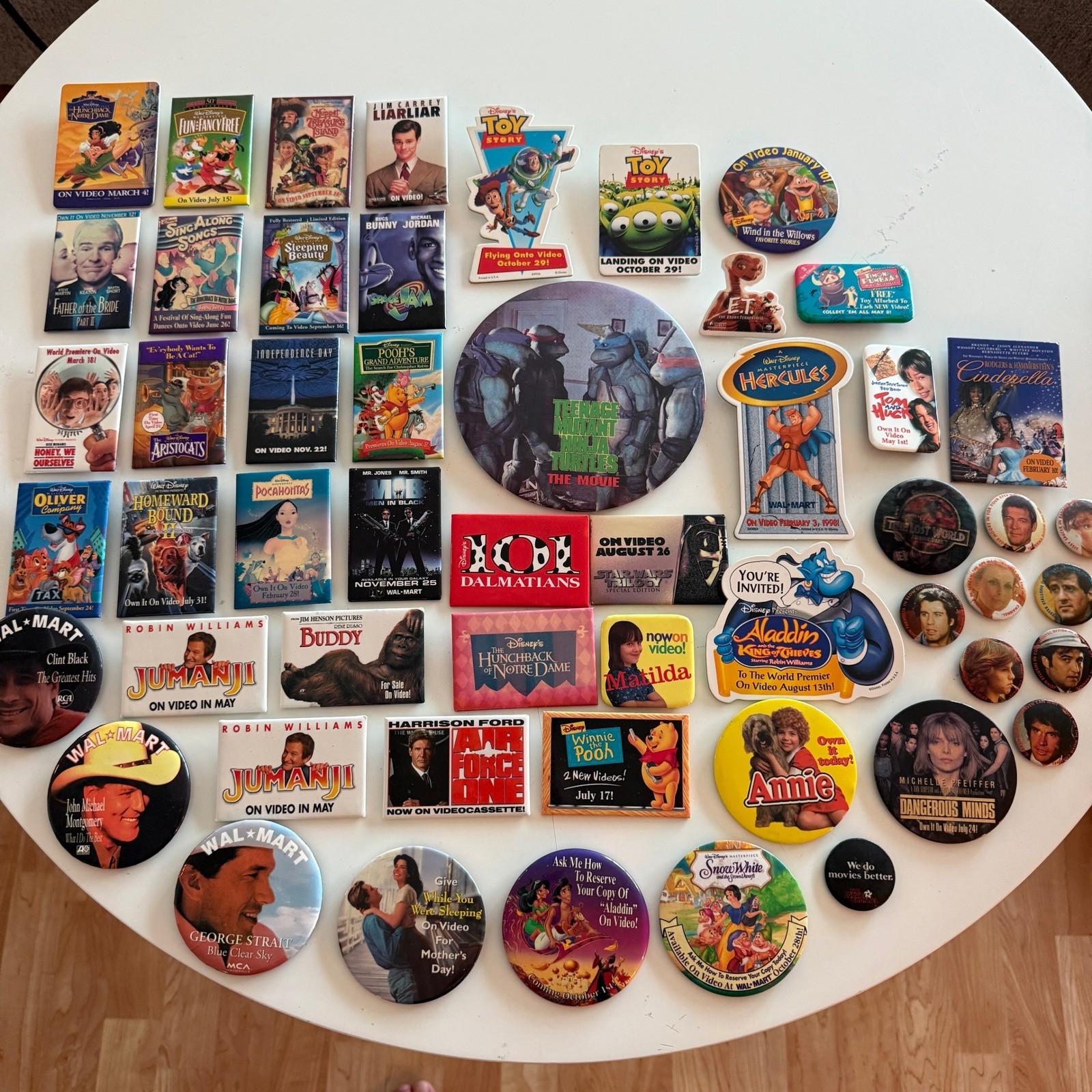 Vintage 90s Movie Promo Pinback Button Lot Disney Toy Story TMNT Star Wars VHS