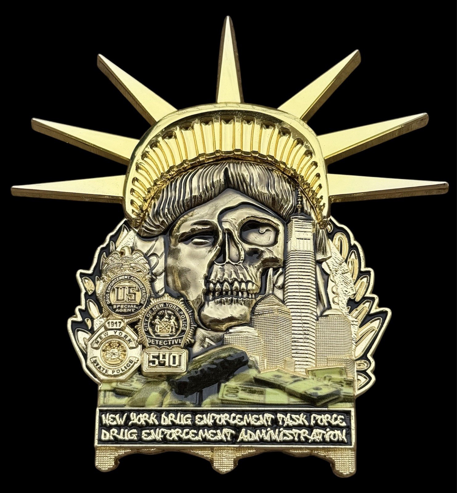Amazing NYC Drug Enforcement Task Force Punisher Yankees Challenge Coin Limited