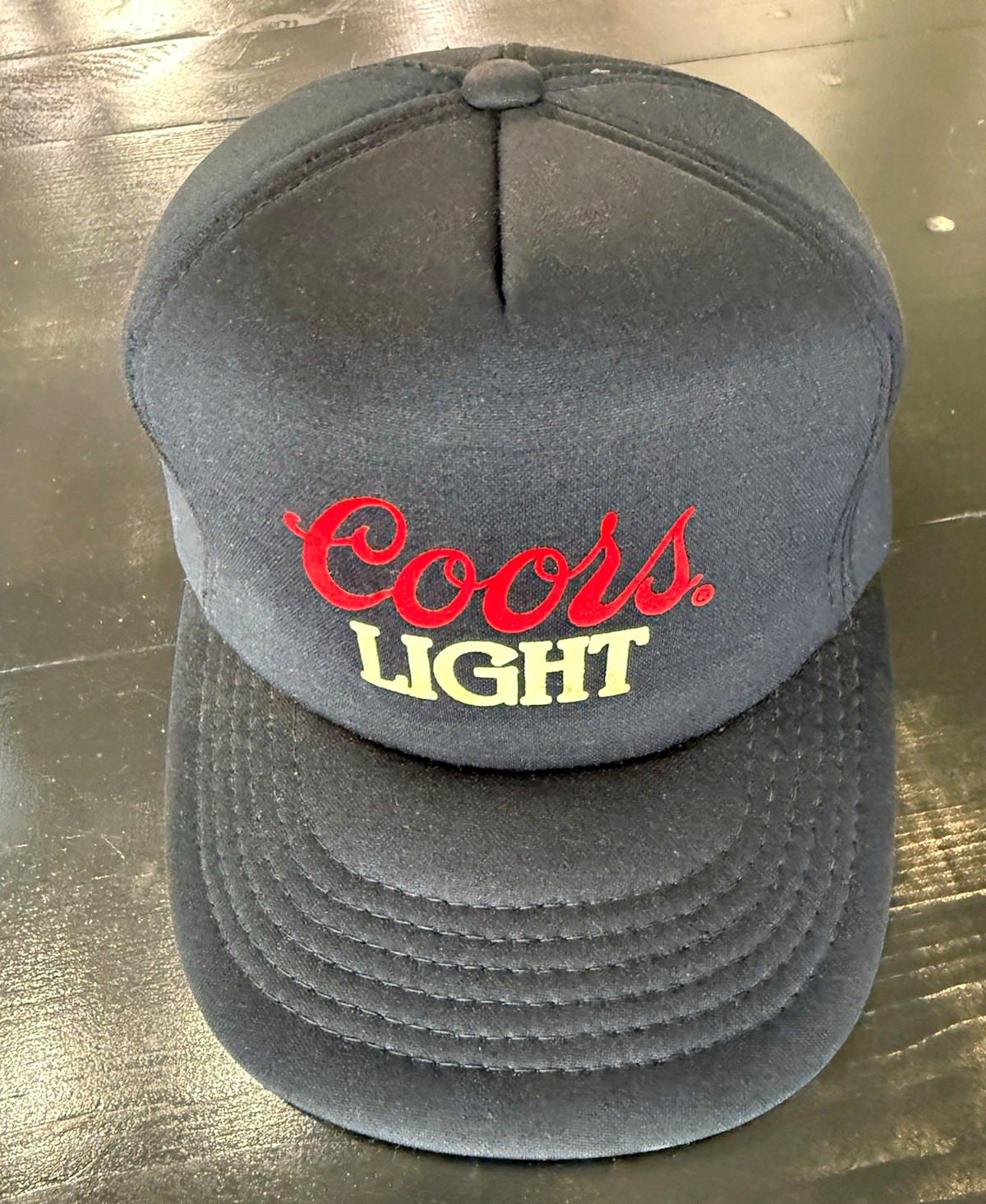 Vintage Coors Light Beer Snapback Hat Black Made in Korea 80s 90s