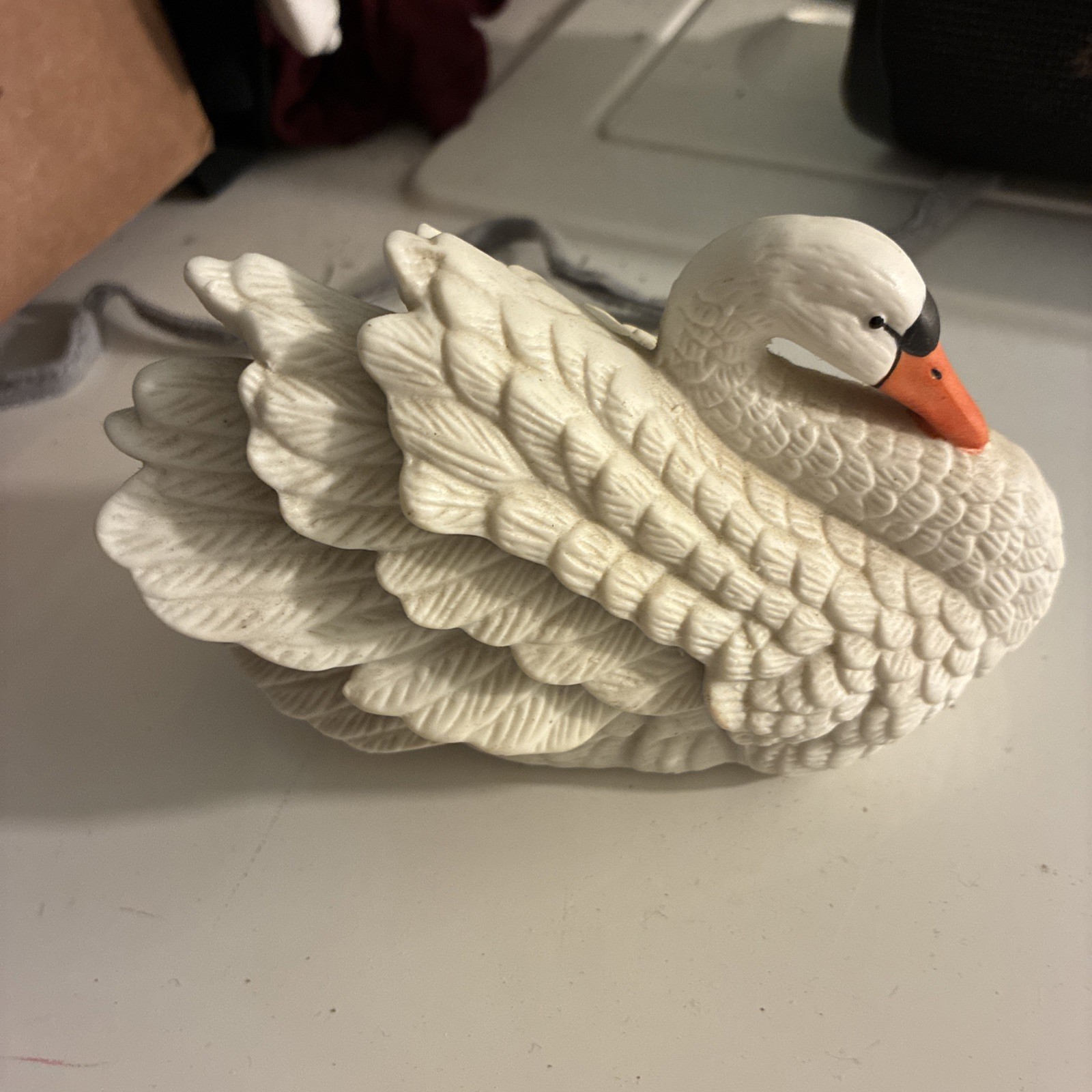 Royal Heritage Hand Painted Porcelain Bisque Swan Figurine