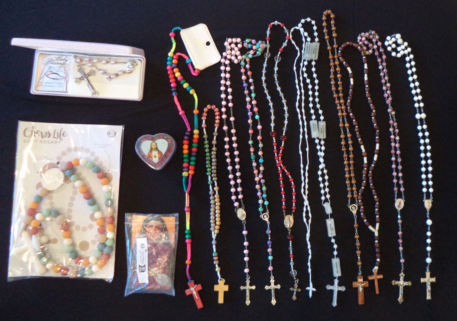 Lot of 15 Vintage & Modern Rosaries - Catholic Devotional Family, Chews Life