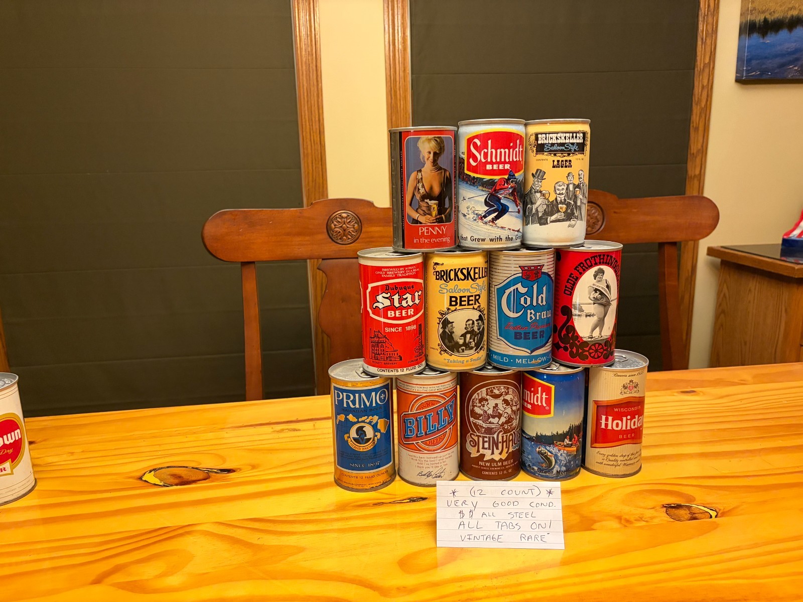 GREAT LOT OF VINTAGE BEER CANS,,ALL TABS ON.FREE SHIPPING VERY GOOD CONDITION