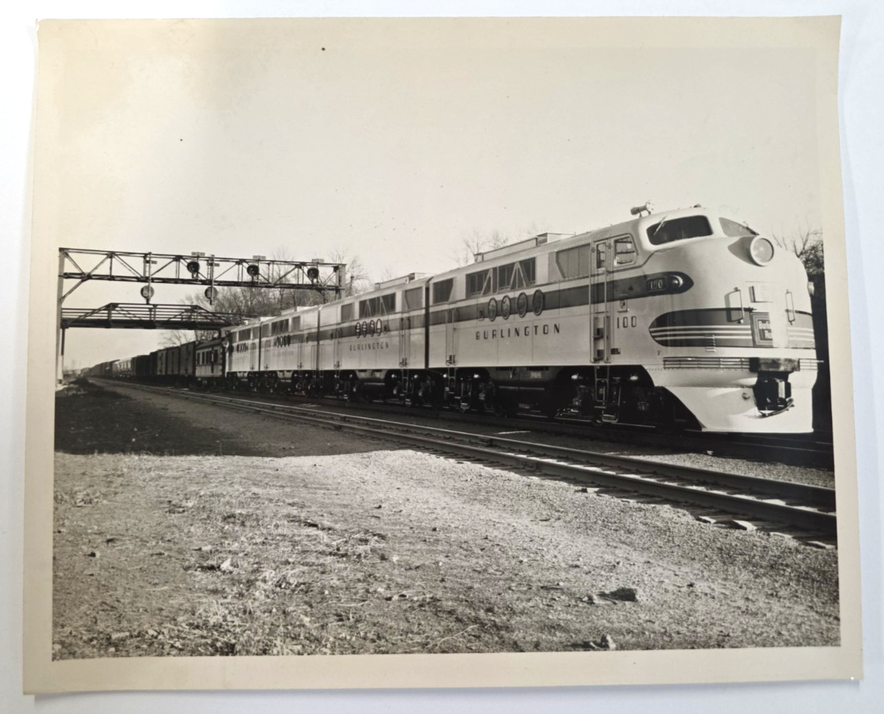 c.1940s CB&Q Burlington Route EMD E5 Zephyr Diesel Train 8x10 Photo