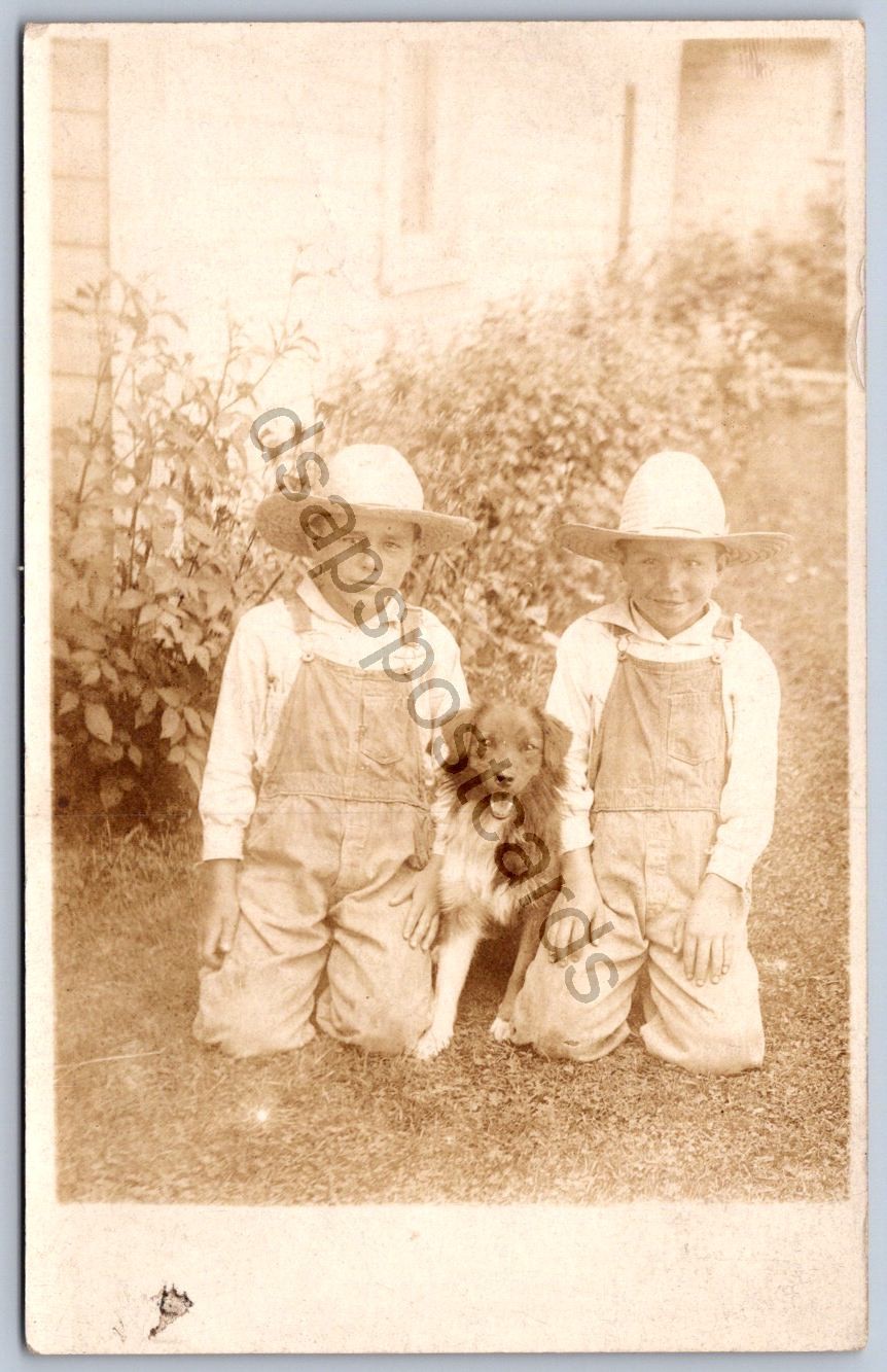 K54/ Interesting RPPC Postcard c1910 Children Child Cute Pet Dog 305