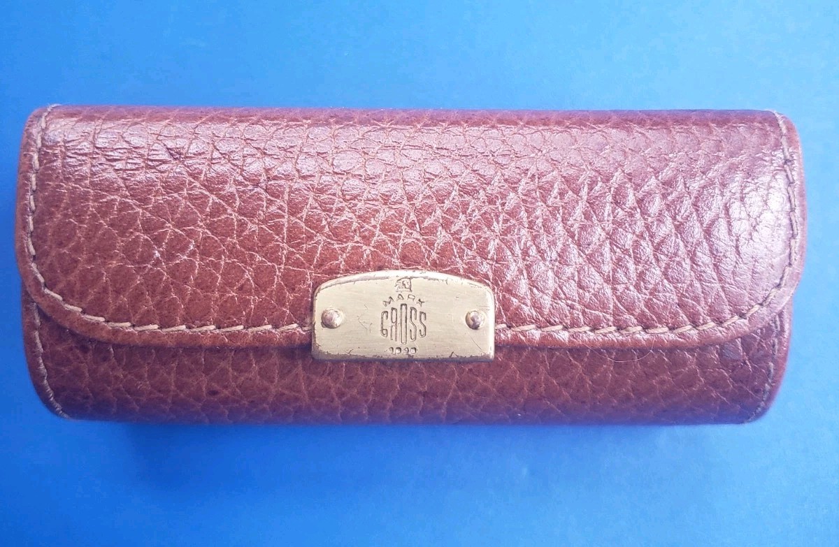 Vintage Signed Mark Cross Leather Lipstick Case Holder