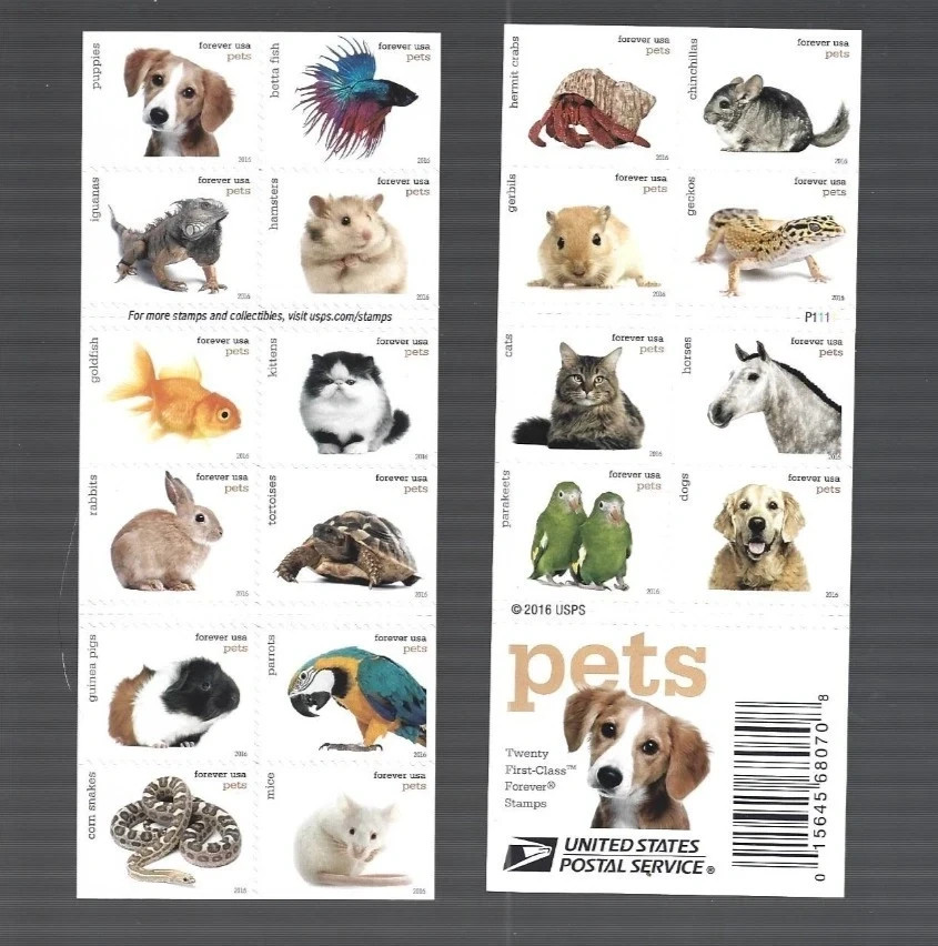 2016 Pets Forever Scott#5106-5125,5 Booklets (100 Pcs Total) MNH
