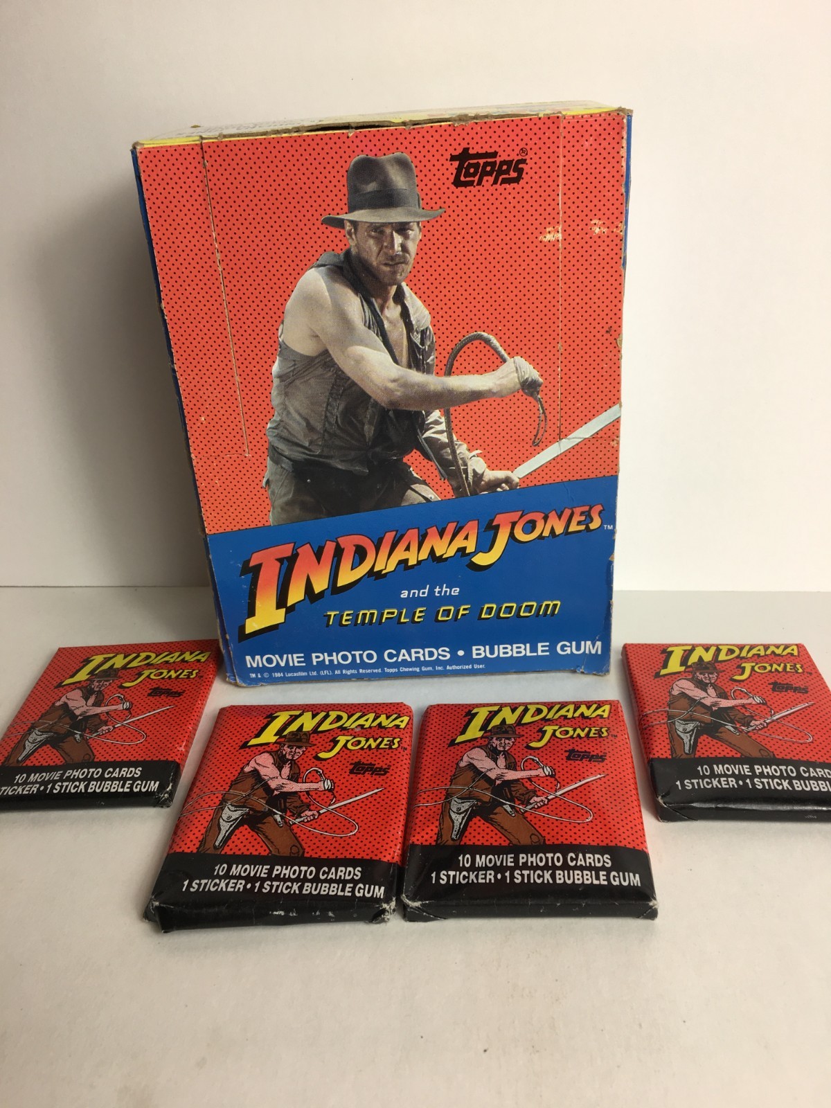 1984 Topps Indiana Jones and the Temple of Doom Cards empty display Box, 4 Packs