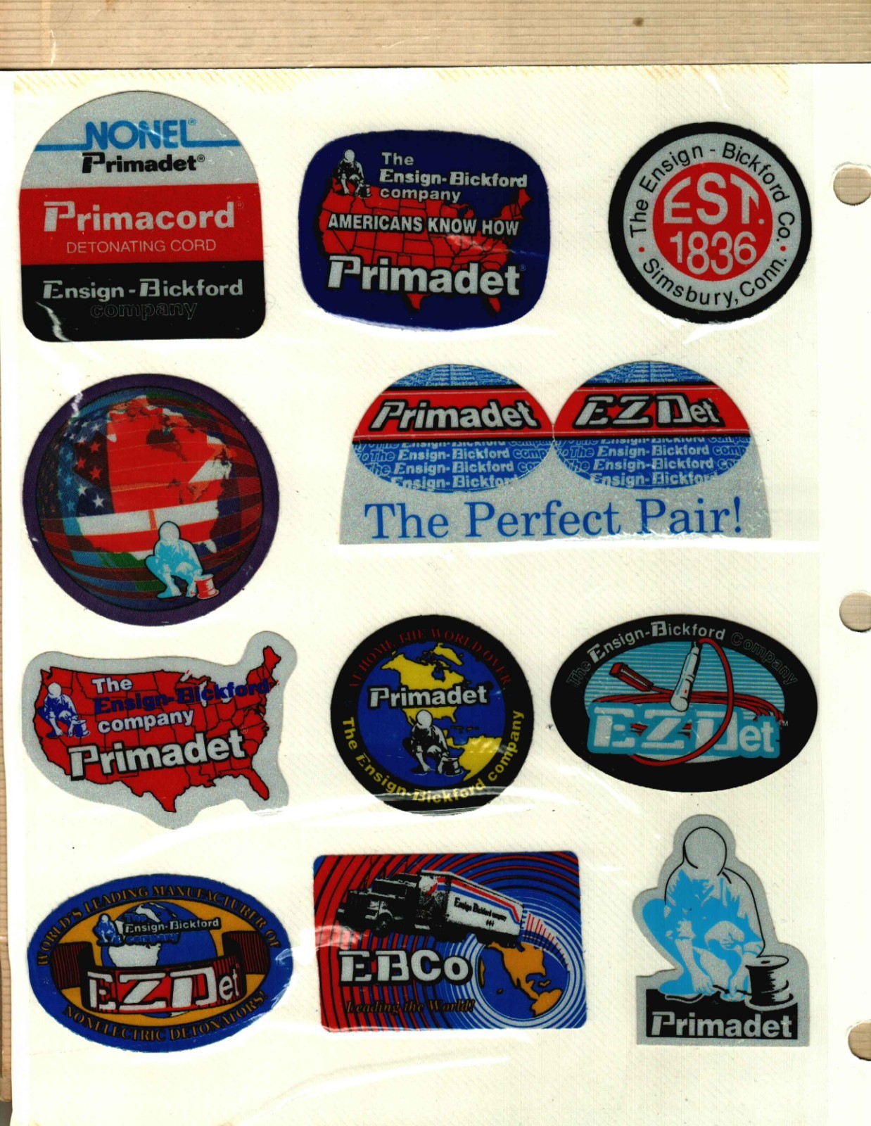 LOT OF 11 DIFFERENT NICE ENSIGN-BICKFORD BLASTING COAL MINING STICKERS # 1038
