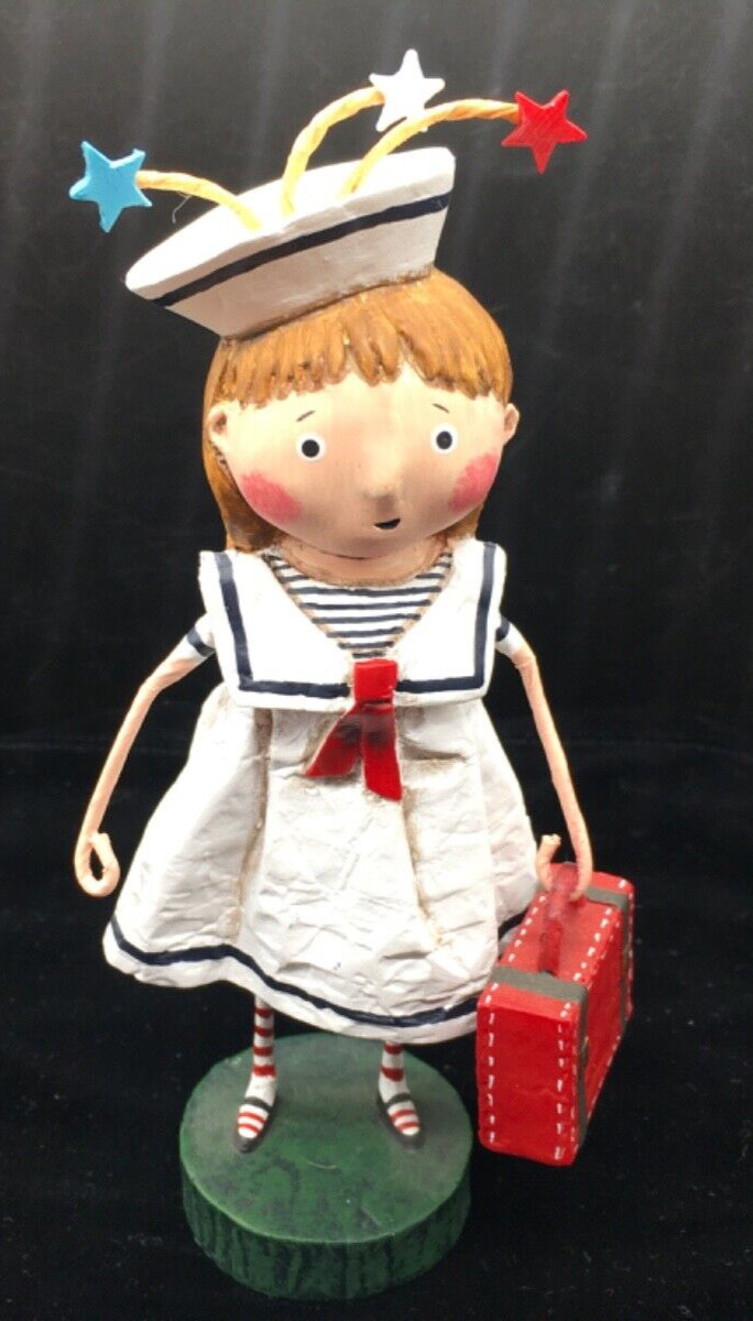 Lori C Mitchell 7” Bon Voyage figure #11144 sailor dress hat stars red suitcase