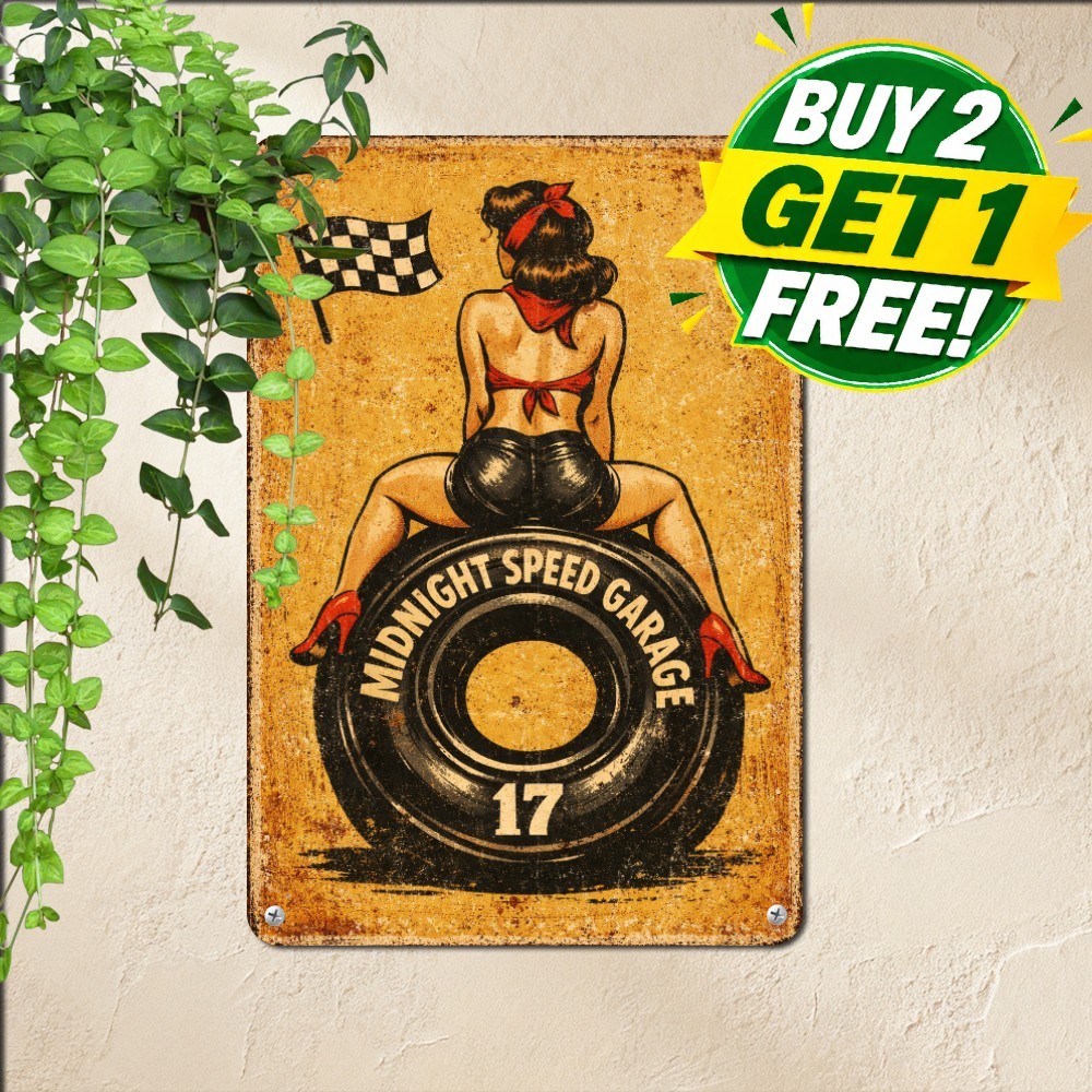 Classic Tattooed Lady Artwork Sign Vintage Salon Studio Poster Metal Plaque 8x12