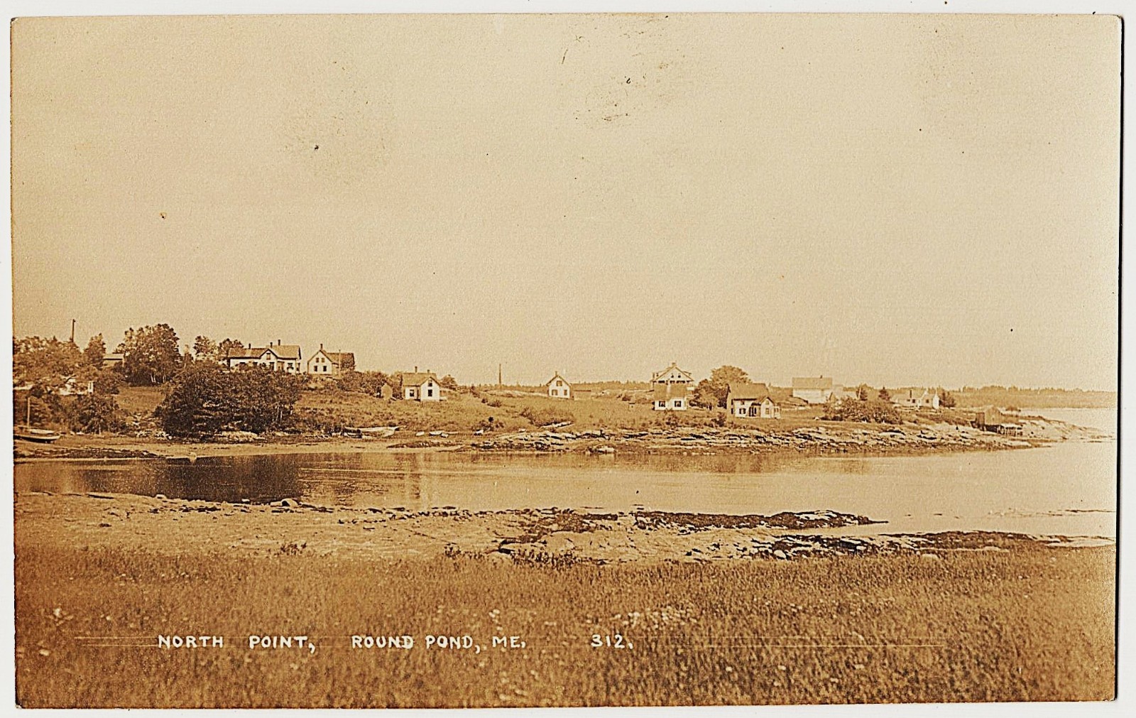 real photo Round Pond ME - North Point antique postcard RPPC