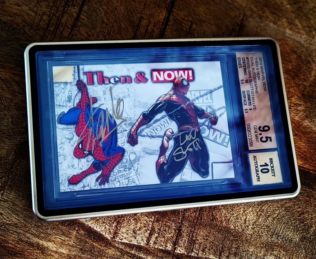  Marvel Now  Dual Autographs Stan Lee Dan Slott 9.5 Gem Mint /PSA 10 PMG worth💎