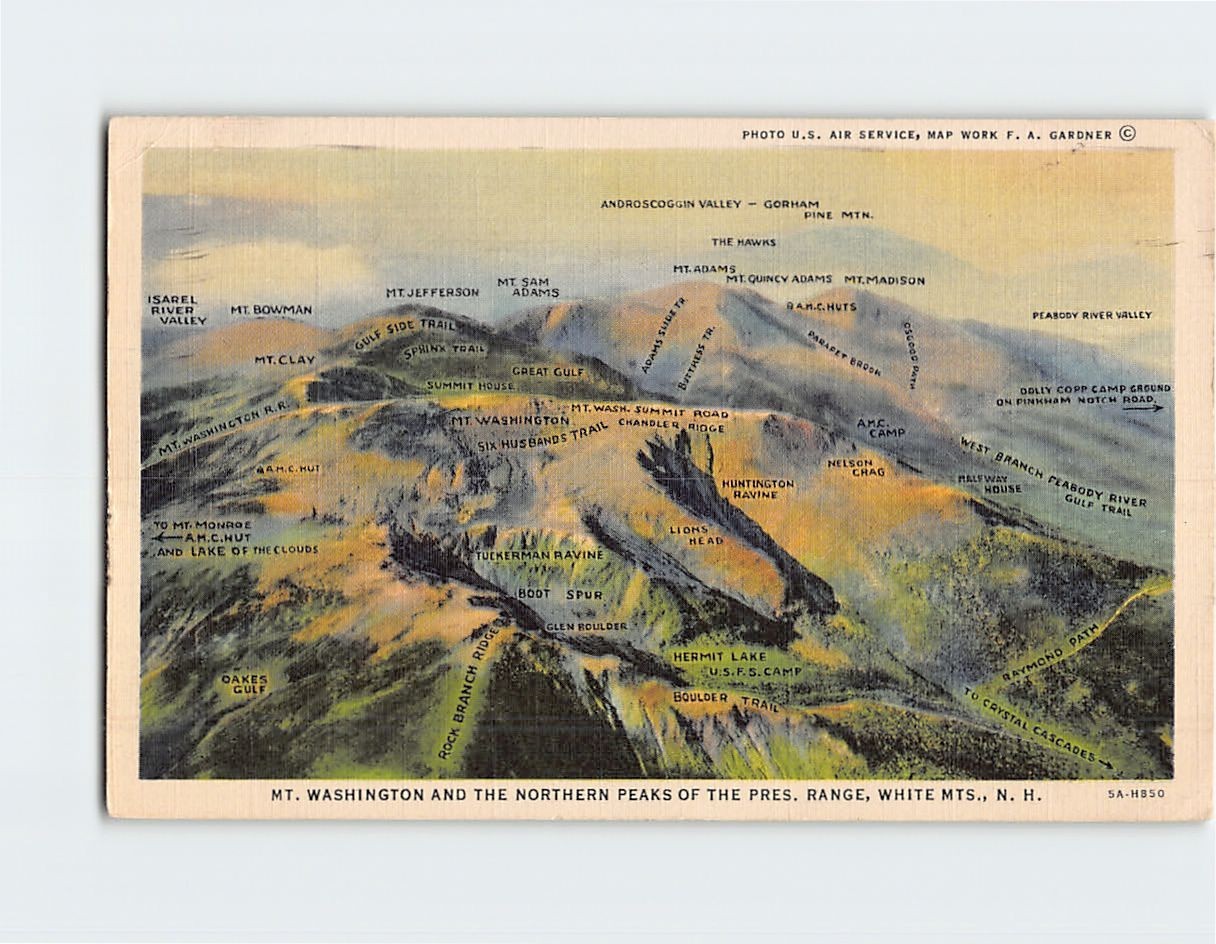 Postcard Mount Washington & the Northern Peaks of the Pres Range White Mountains
