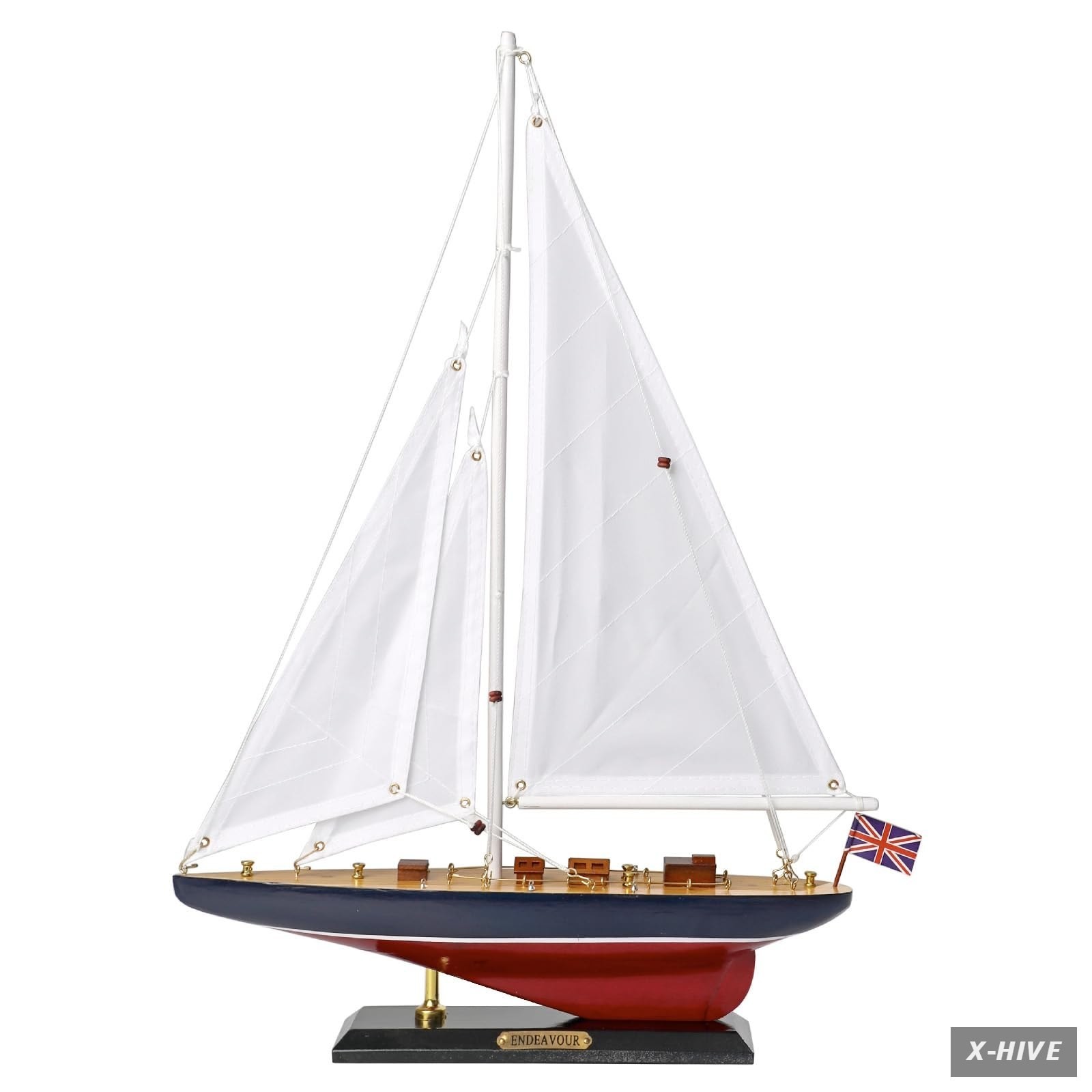NAUTIMALL Coastal Wooden Sailboat Decor 19 Endeavour Yacht Model Handmade s Cup