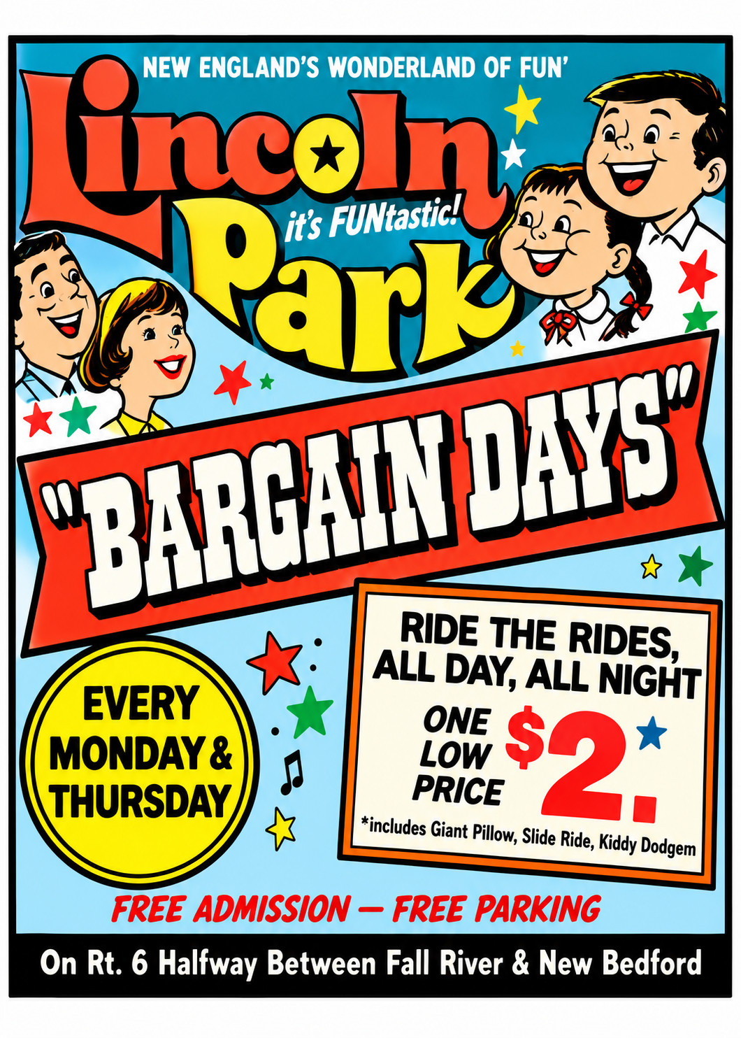 Vintage Lincoln Amusement Park Ad Magnet – North Dartmouth Massachusetts
