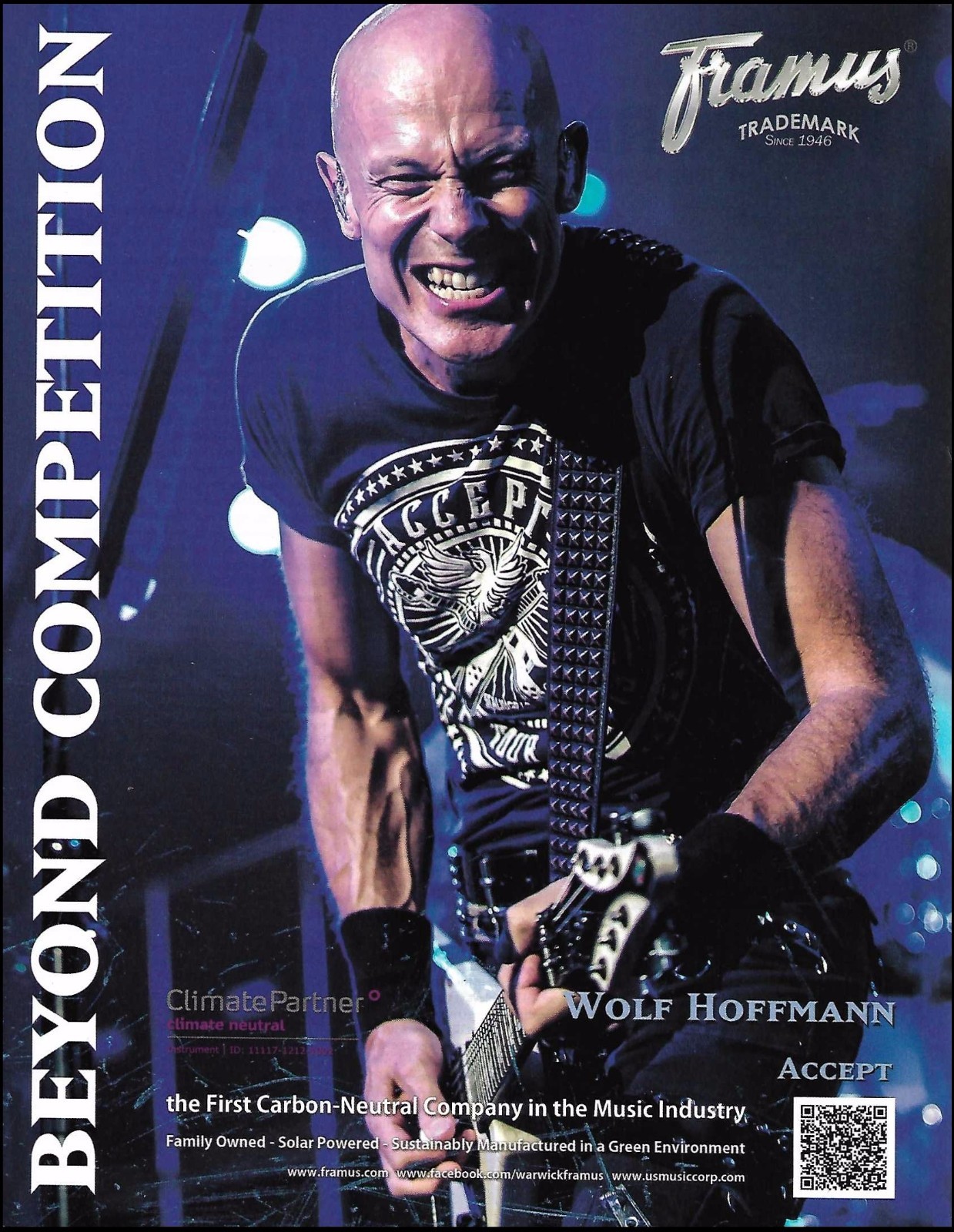Wolf Hoffmann (Accept band) Signature Framus Guitar ad 2013 advertisement 2B