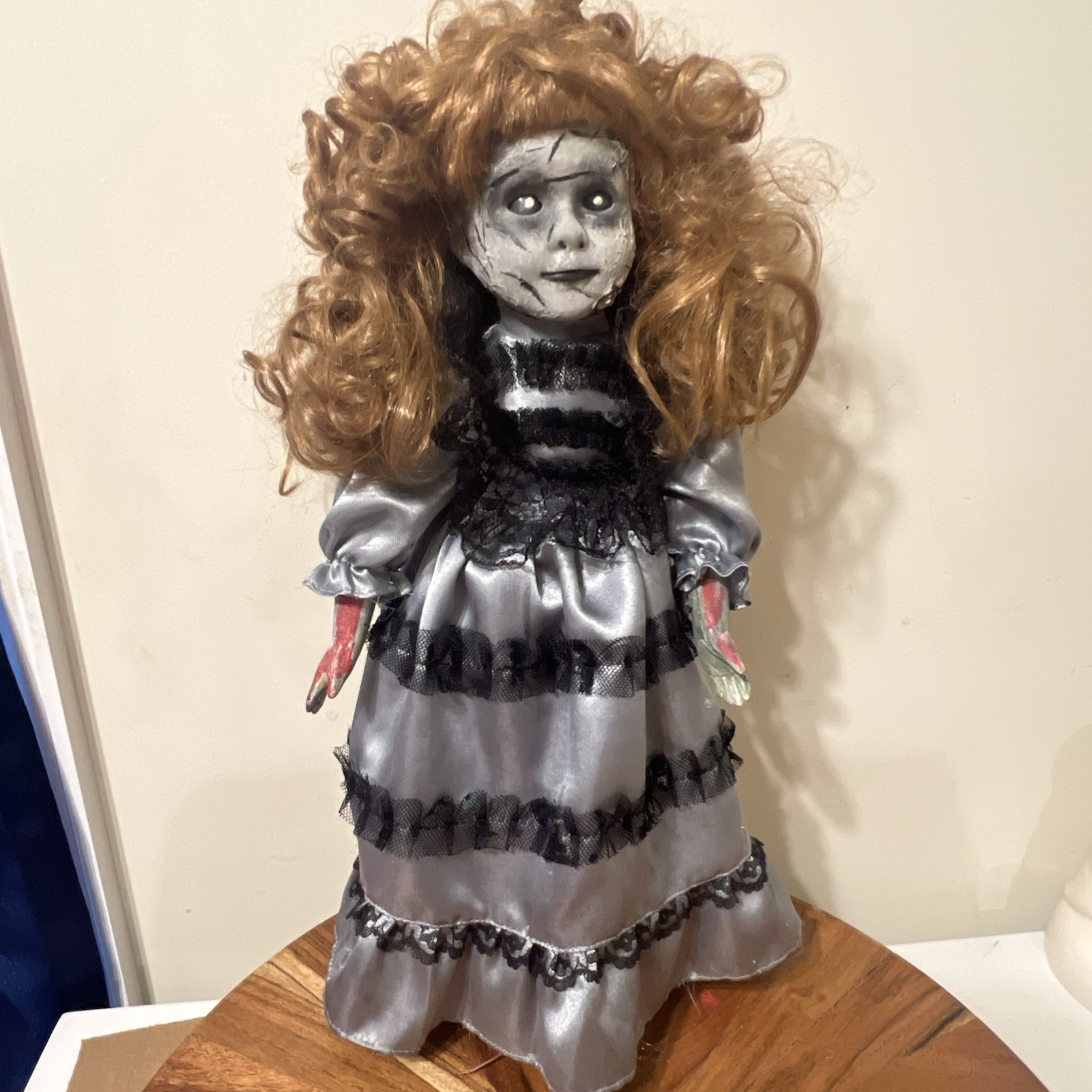 OOAK Creepy Doll Handmade Halloween Prop 16 In Tall Sits & Stand