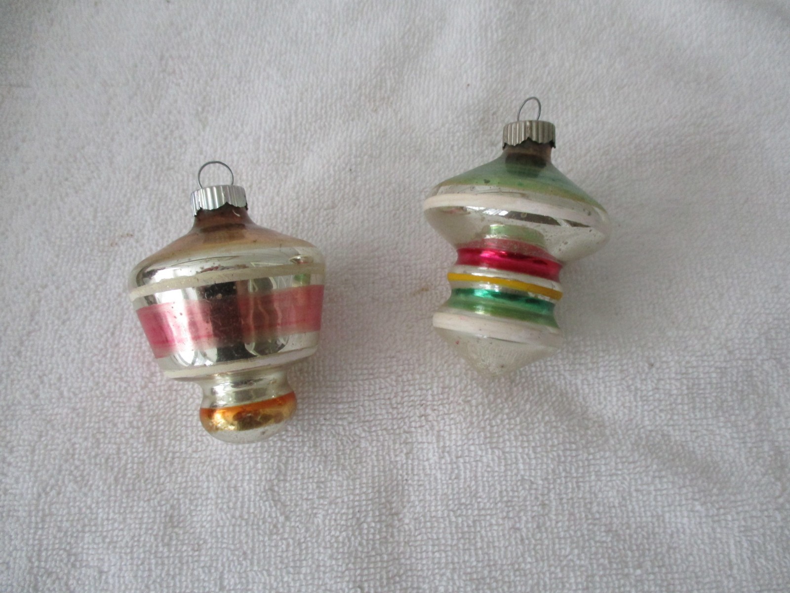 Vintage Christmas ornaments, Shiny Brite, atomic, top, lantern, mid-century