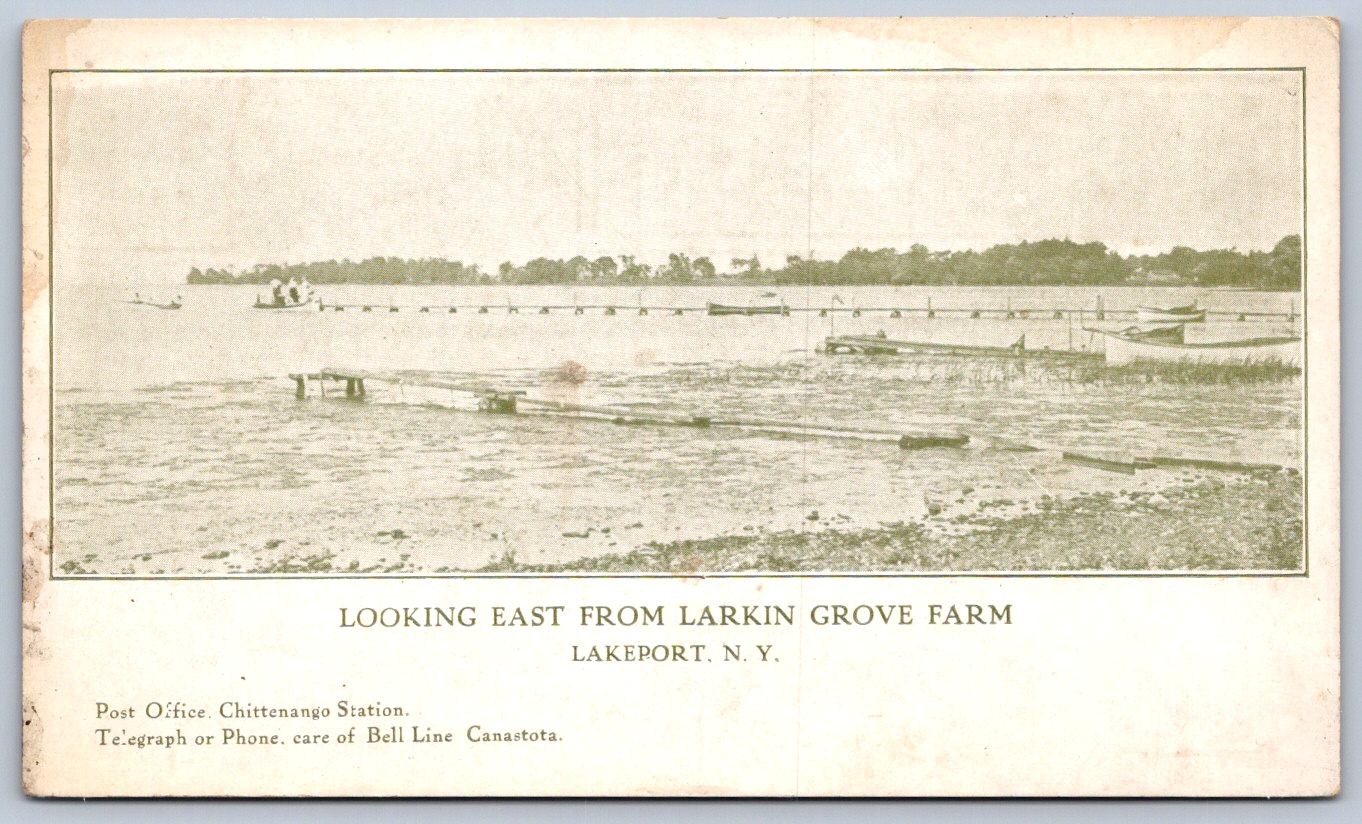 K43/ Lakeport New York Postcard c1910 Larkin Grove Farm Dock 85