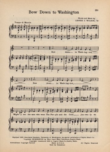 UNIVERSITY OF WASHINGTON Vintage Fight Song Sheet c1941 