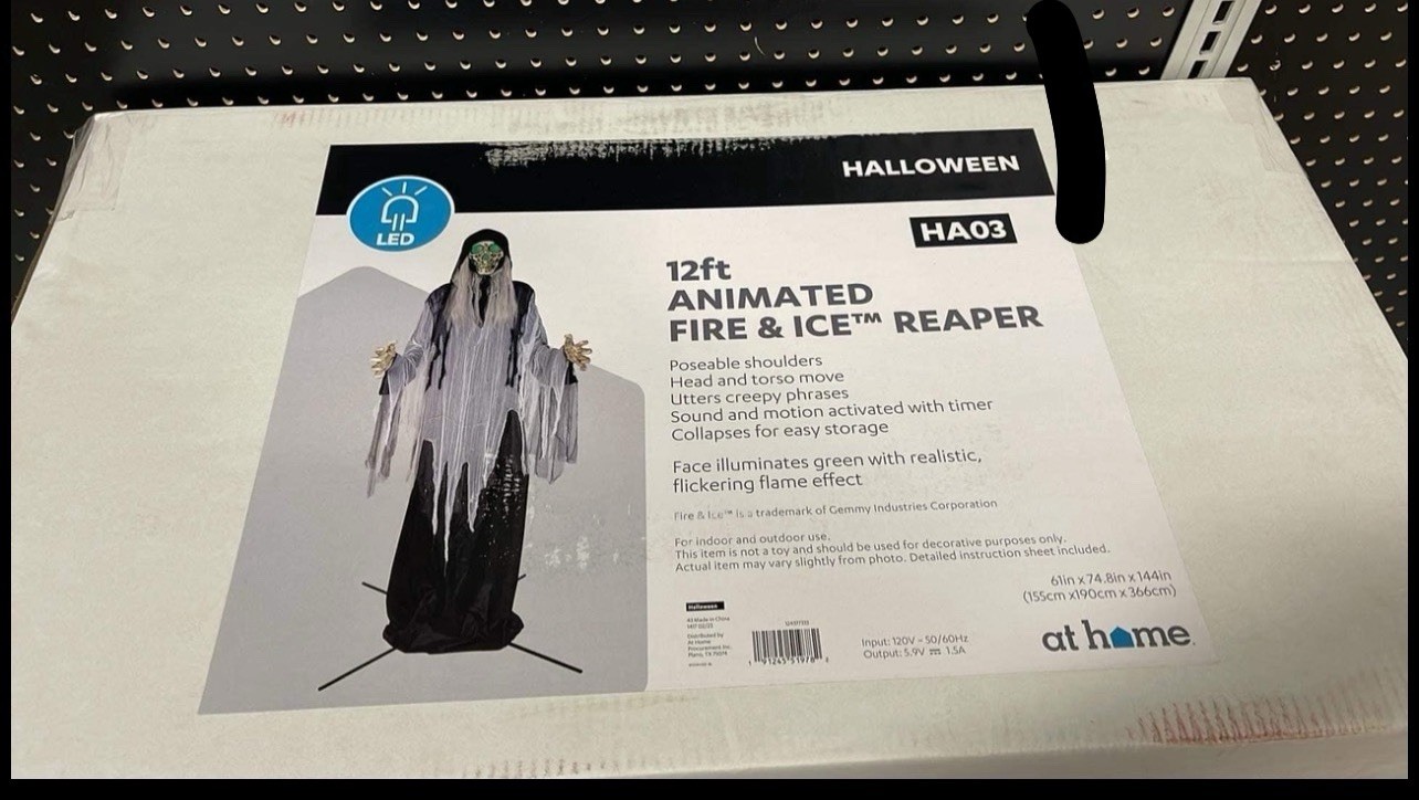 NEW RARE Gemmy 12ft Fire And Ice Grim Reaper  Spirit Halloween Animatronic Prop