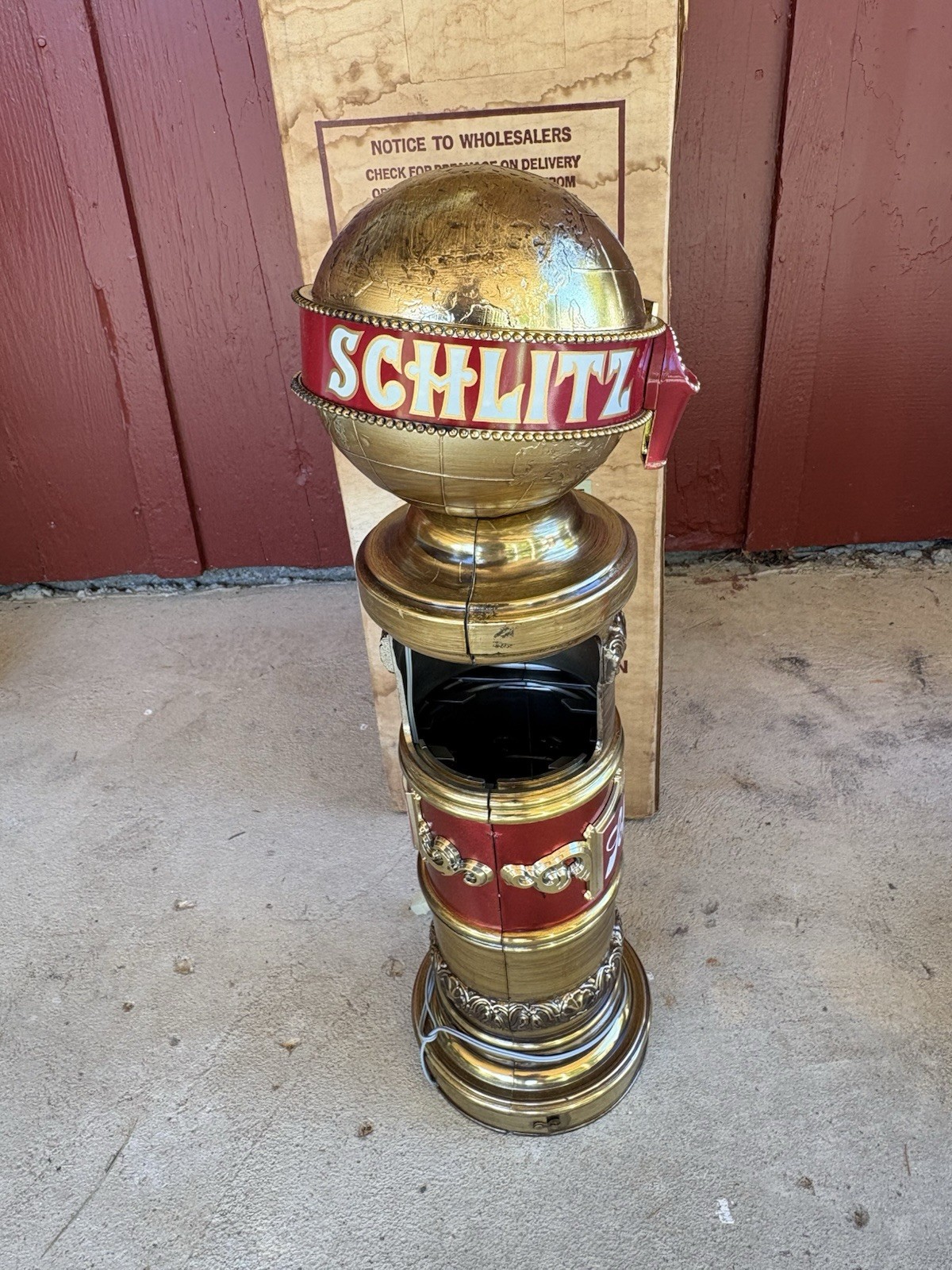 1976 Schlitz Grand Baroque Lighted Draught Stanchion Beer Sign NOS Open Box