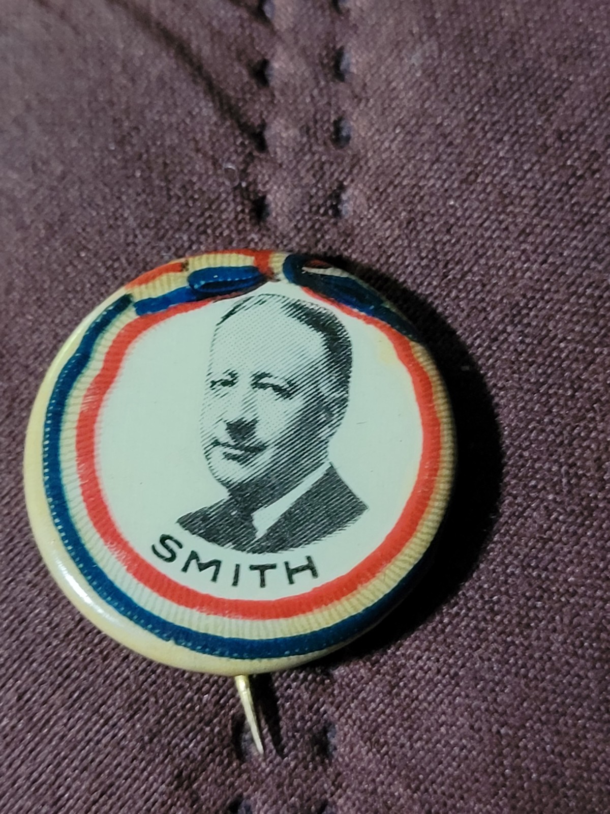 Vintage Alfred E. Smith for President 1928 Political Campaign Pin