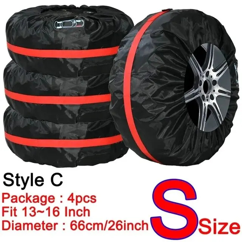 Universal 4Pcs Spare Tire Cover Case Polyester Car Tyre Storage Bags Automobile 
