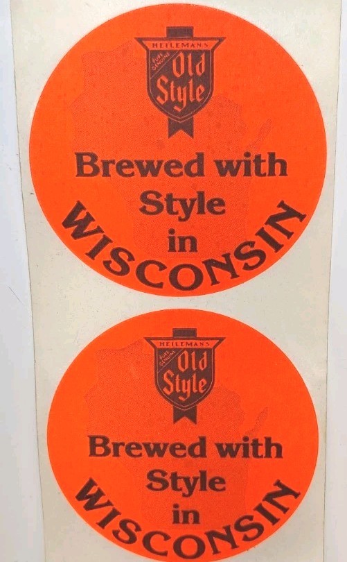 (2) Heileman\'s Old Style Beer Wisconsin Brewed WI Pure Bumper Sticker Decals