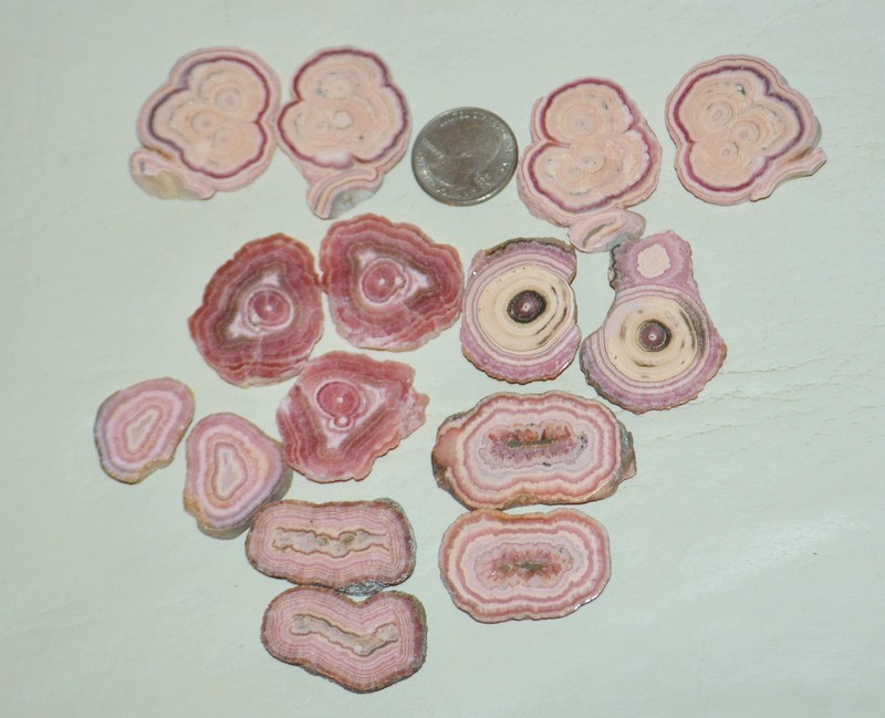 15 PCS LOT PAIR Rhodochrosite Stalactites slices from Argentina * Wholesale Bulk