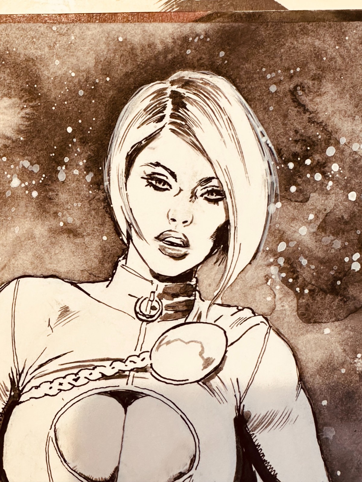 Mark Beachum Power Girl Original Ink & Wash Art Signed Stamped 2017 DC Superhero