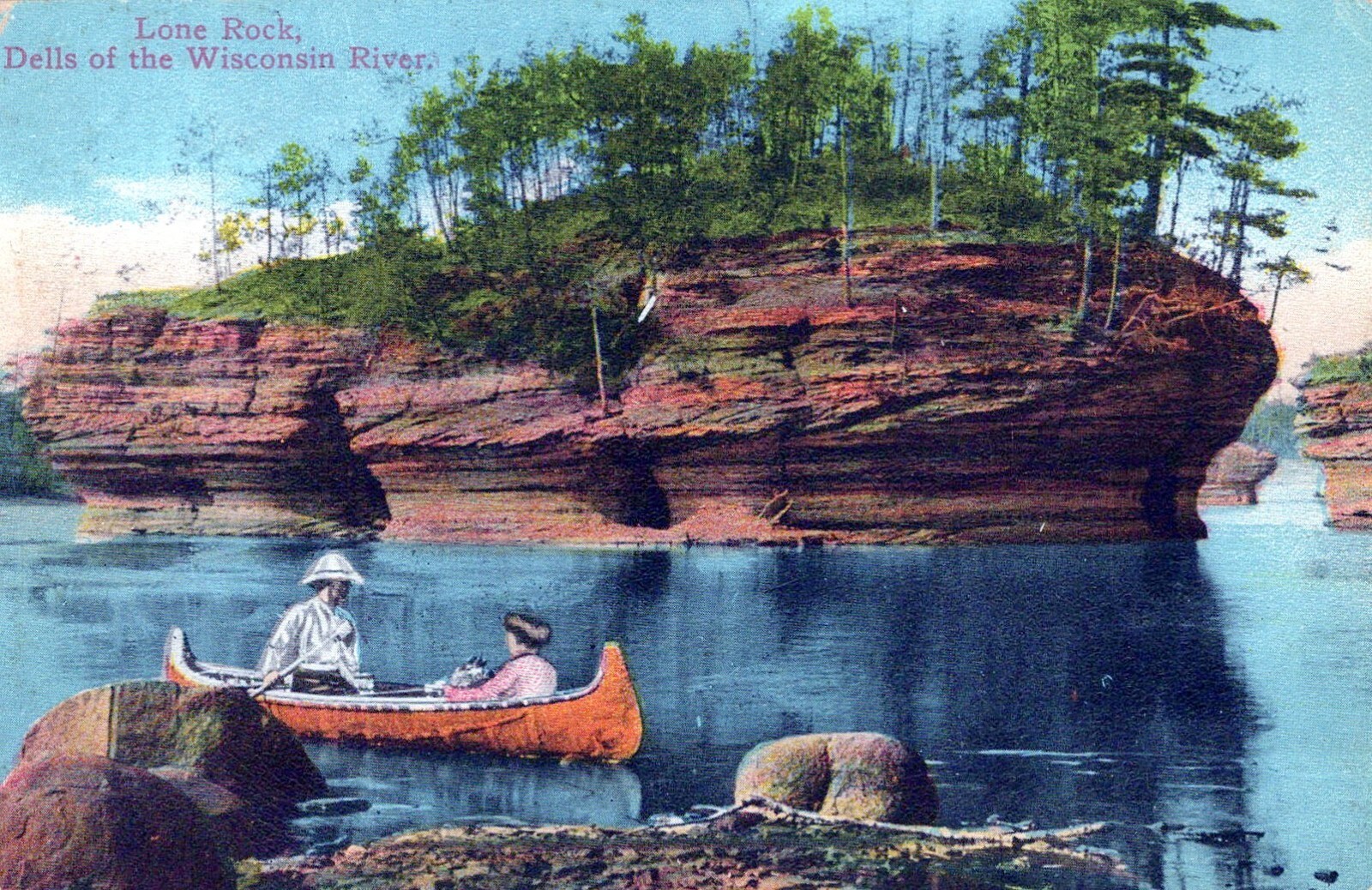 Lone Rock Dells of the Wisconsin River c. 1916 Postcard