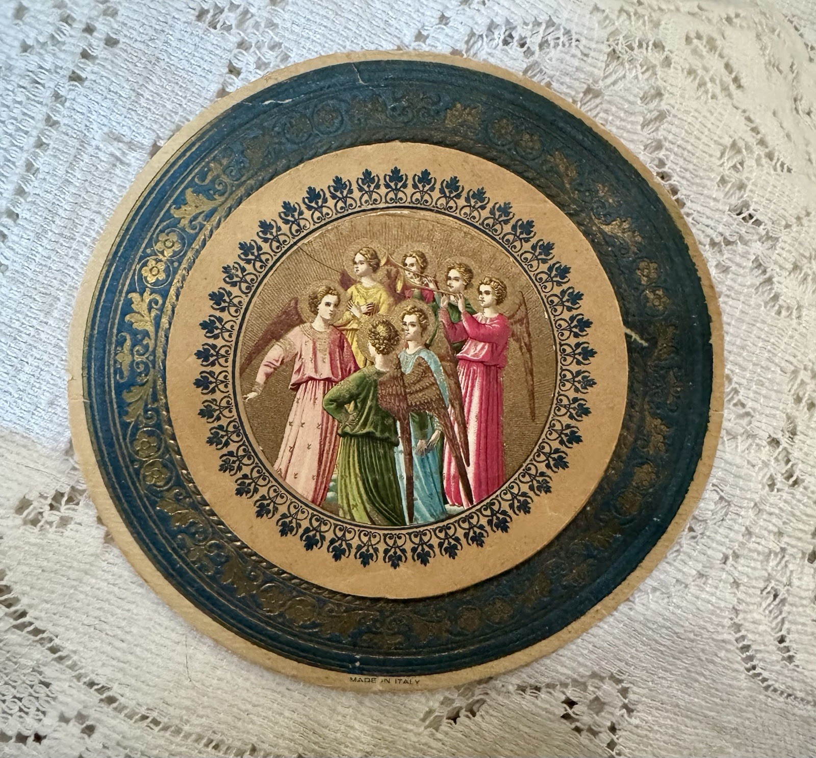 Rare Vintage 1932 Italian Florentine Mini Desk Calendar Fra Angelico Angels