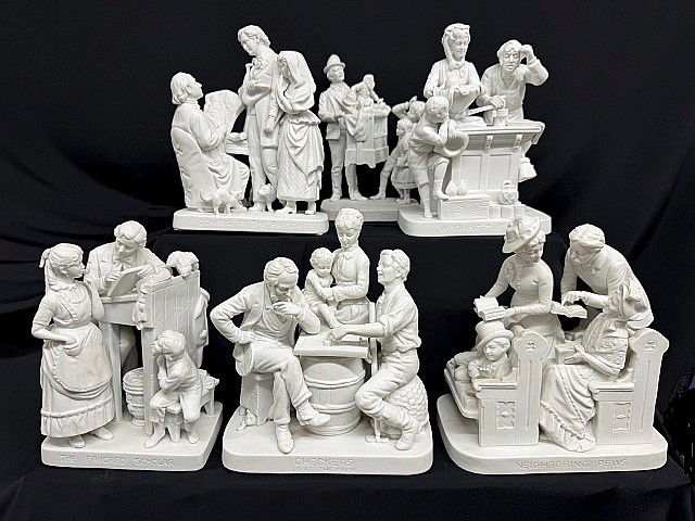 JOHN ROGERS STATUE GROUP REED AND BARTON PARIAN COMPLETE SET