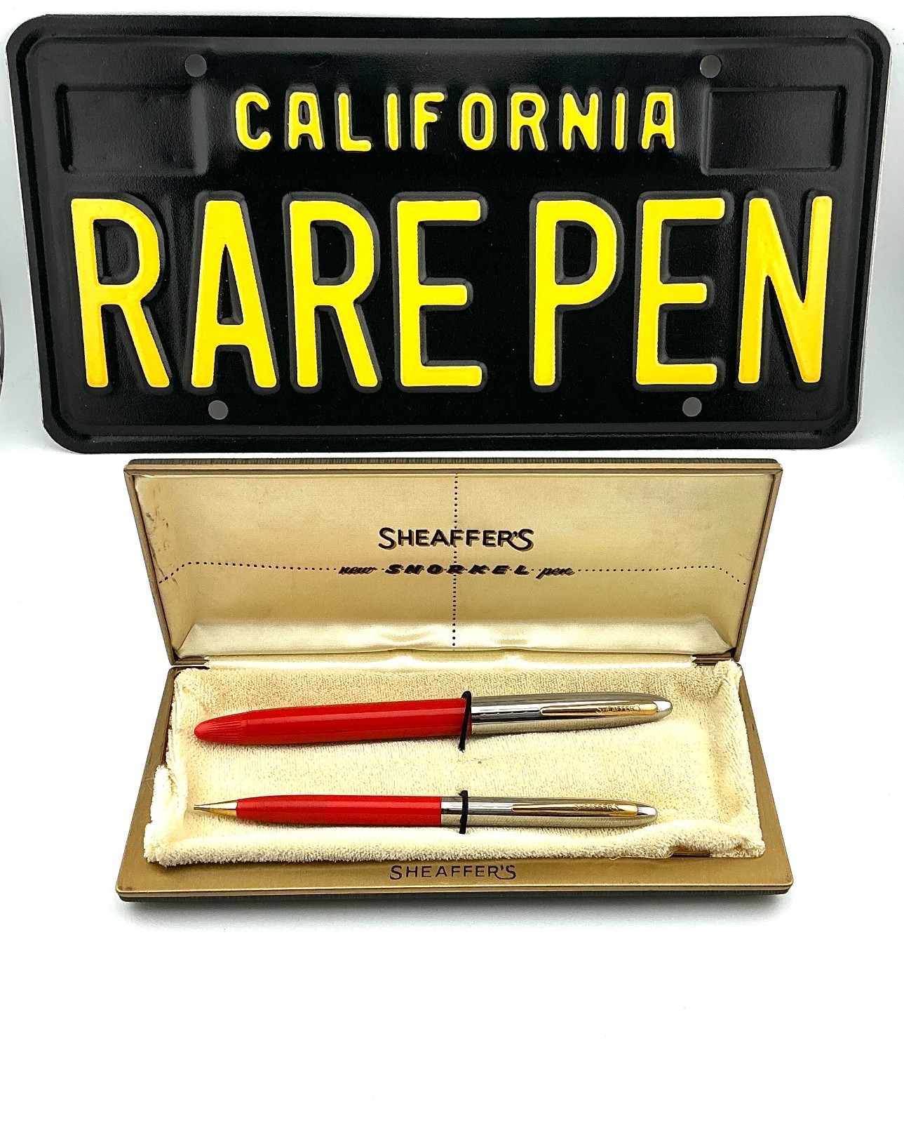 Sheaffer SNORKEL SOVEREIGN FIESTA RED Fountain Pen & Pencil set 14K F nib MINT