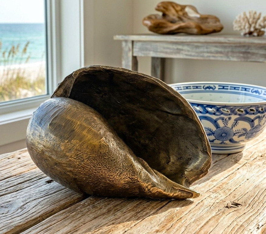 Maitland Smith Brass Nautical Conch Shell Beach / Sea Decor Vintage Heavy 