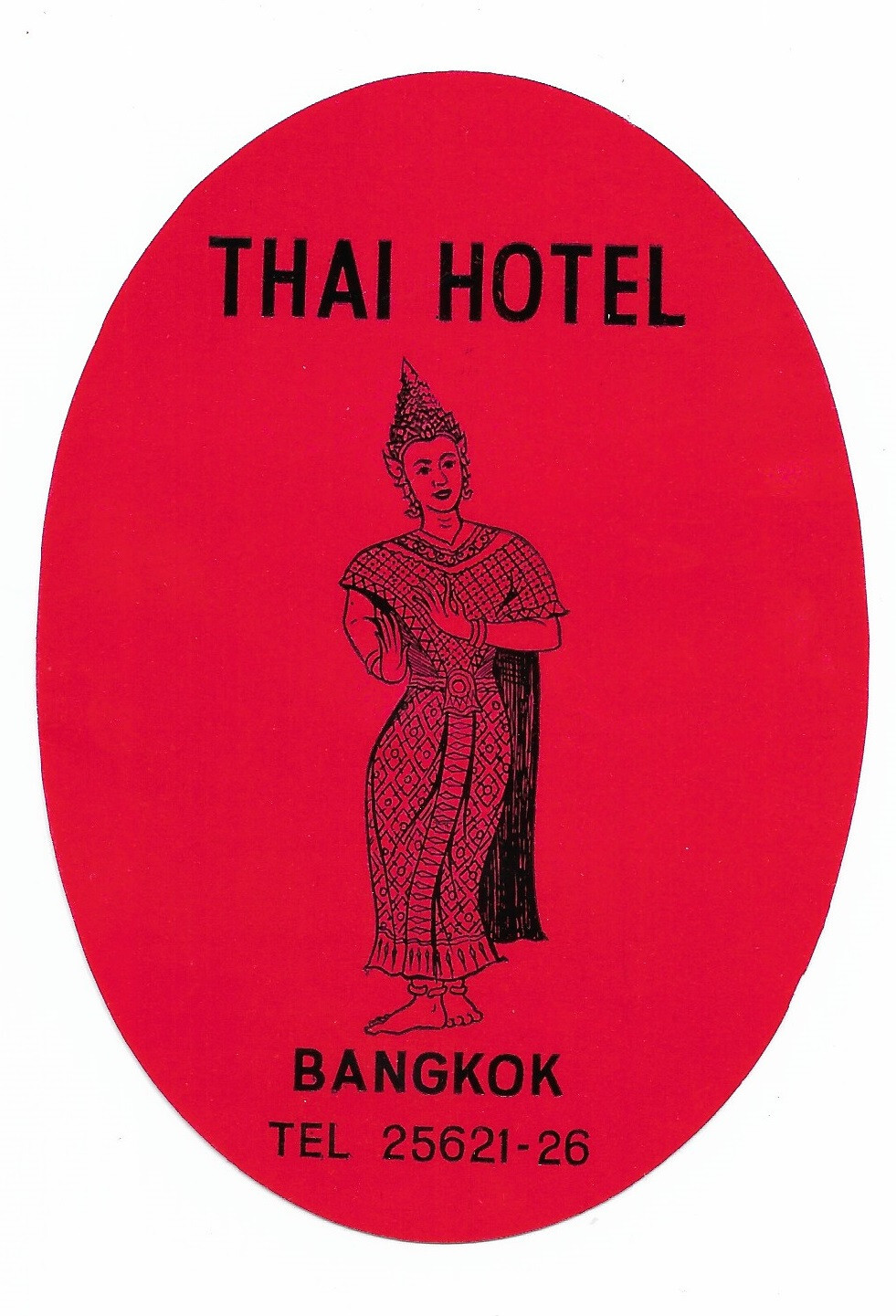 Authentic Vintage Luggage Label ~ THAI HOTEL ~ Bangkok, Thailand