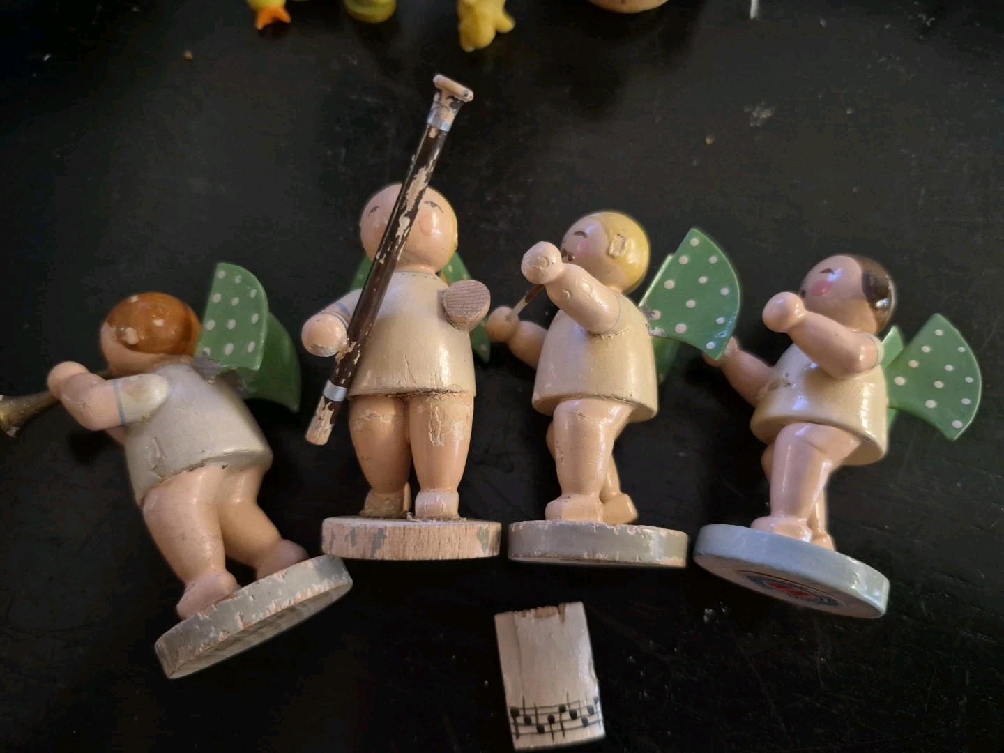 Vintage Erzgebirge Germany Angel Wood Figurines  All DAMAGED, As is, qty 4
