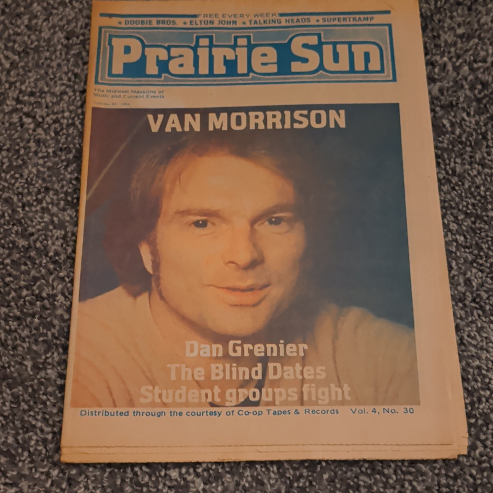 The Prairie Sun Vol 4 No 30 Newspaper Van Morrison Cover Dan Grenier