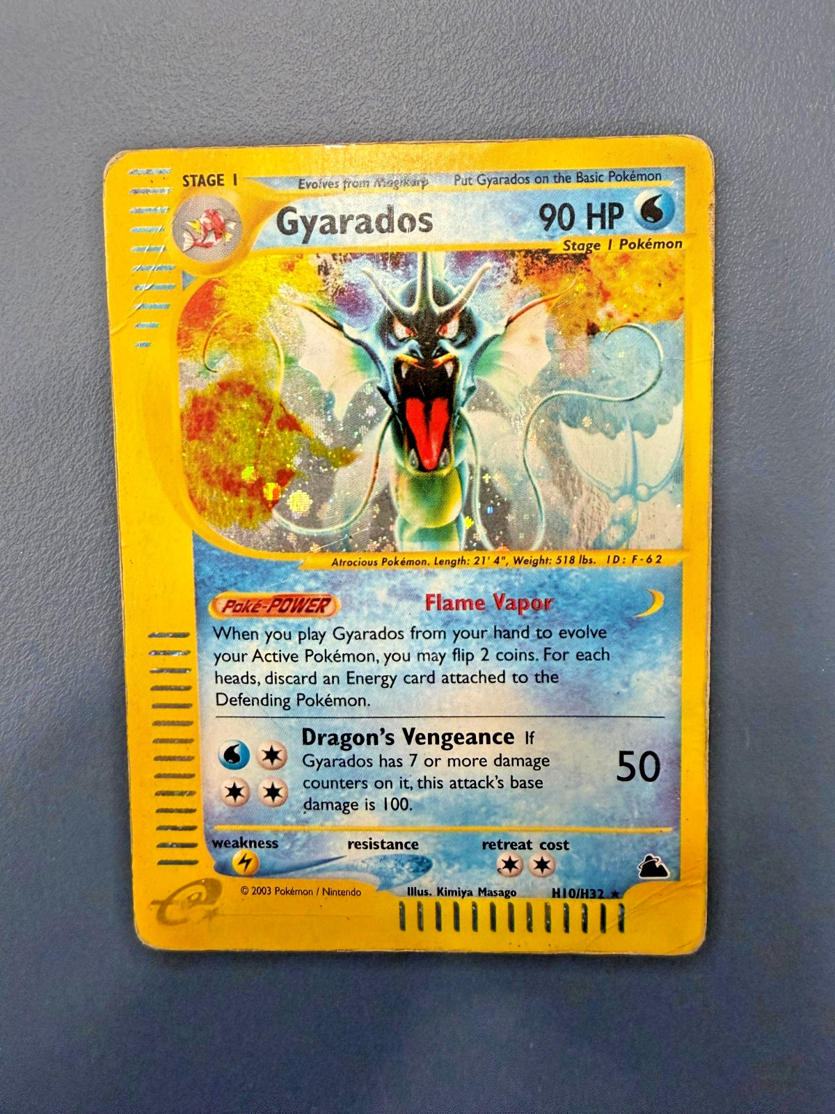 Pokemon Card Gyarados H10/H32 Holo Skyridge ENG English POOR Ruined