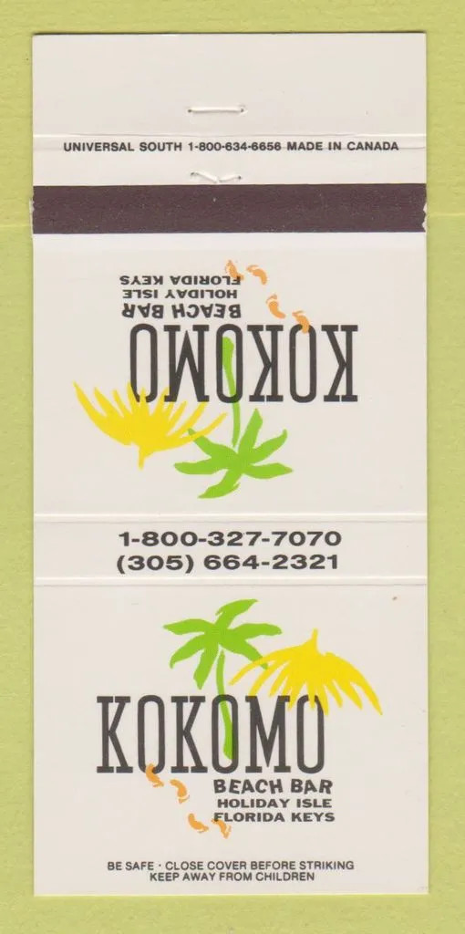 Matchbook Cover - Kokomo Beach Bar Holiday Isle Florida Keys FL 30 Strike