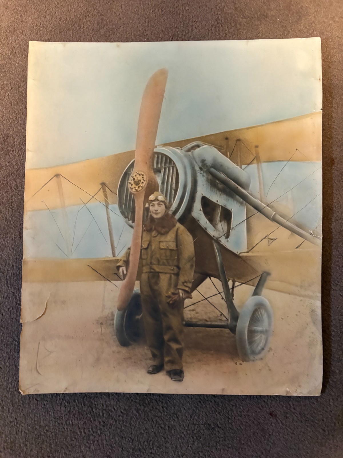 Vintage Original Hand-Coloured Early Aviation Photograph Circa 1920s