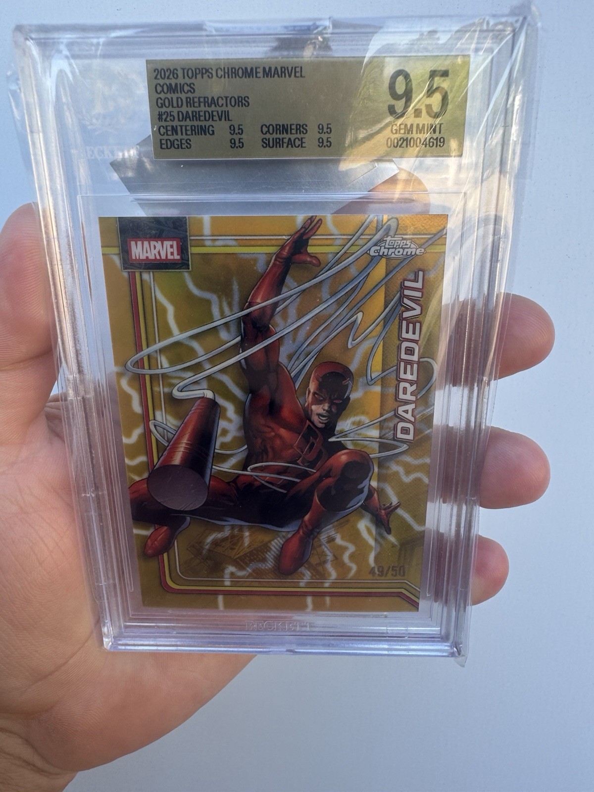 Topps 2026 Chrome Marvel Comics Gold Refractor Daredevil 49/50 BGS 9.5