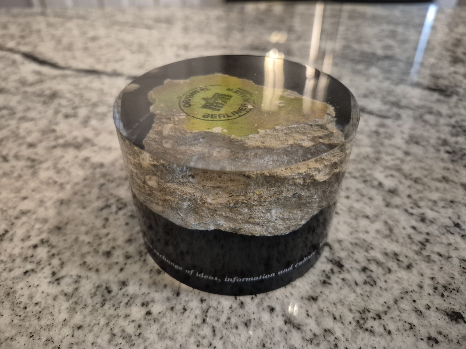 1989 Time Warner Berlin Wall Remnant Encased In Lucite - Paperweight, Excellent