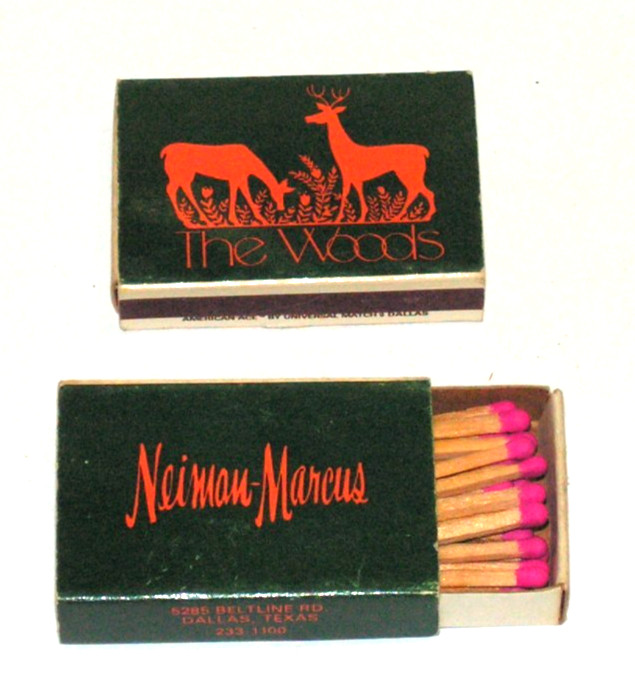 1 Vintage Neiman-Marcus The Woods Restaurant Cafe Matchbox Dallas TX