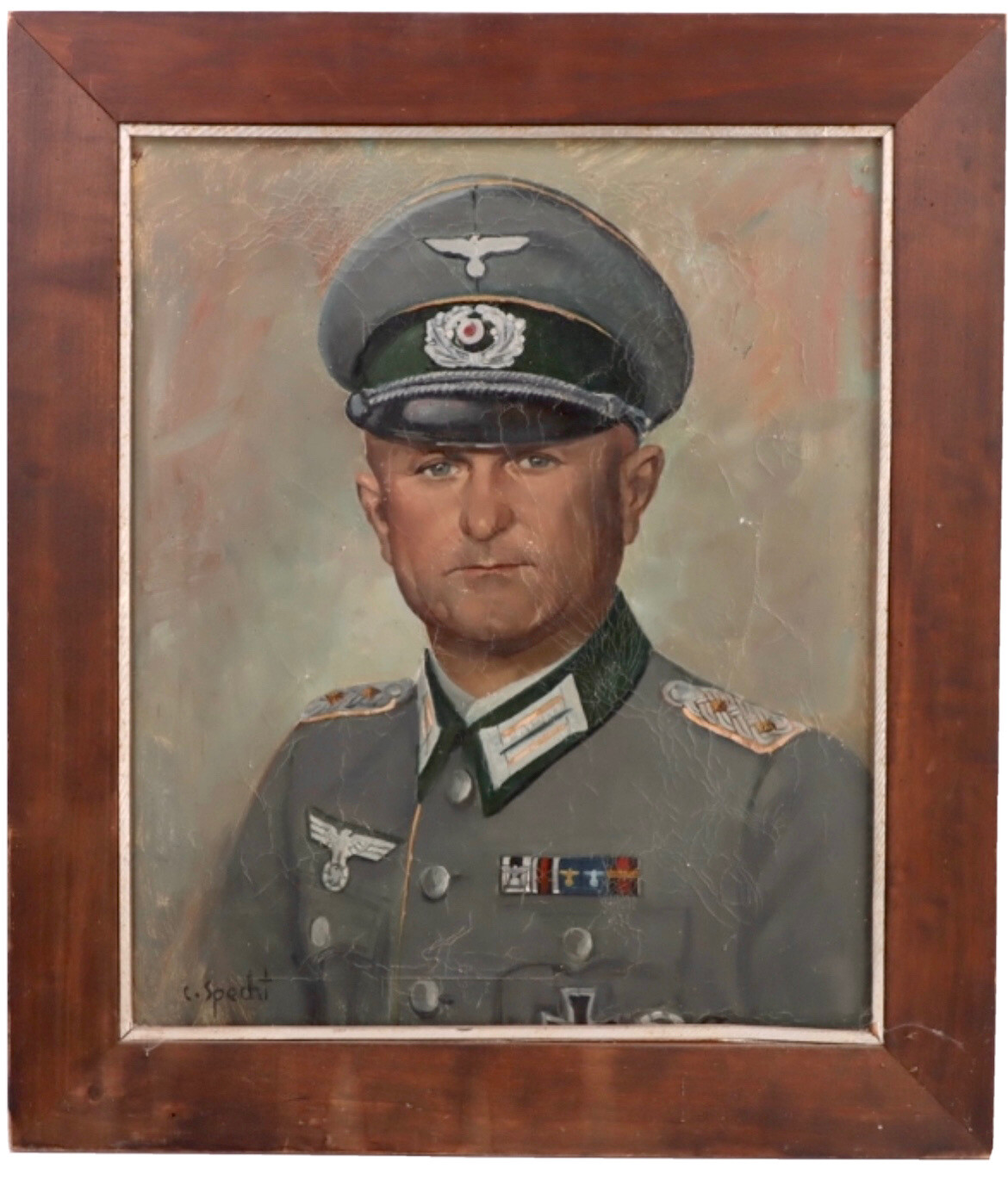 Authentic WW2 German Portrait Officer Heer Oil Painting