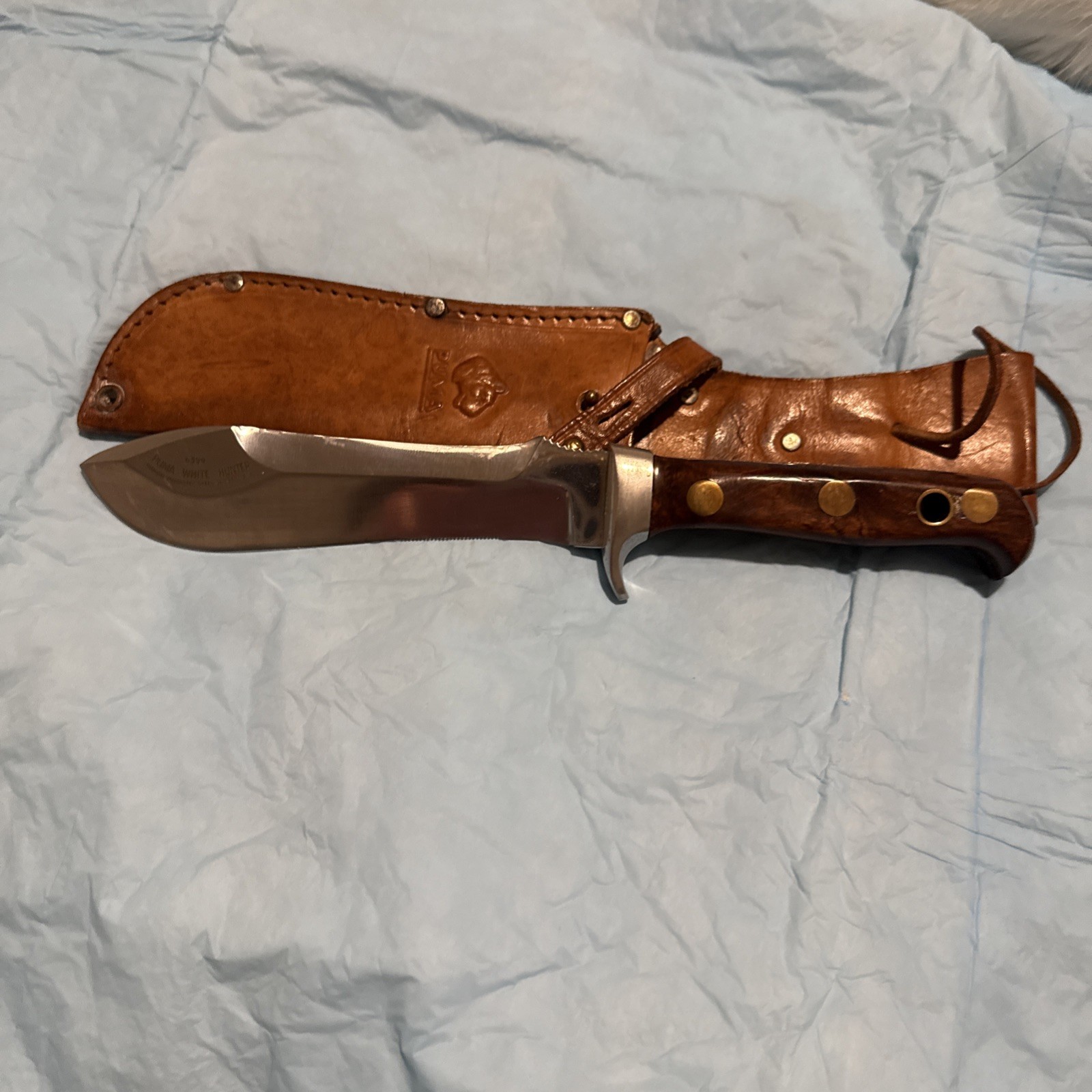 Vintage Puma White Hunter Knife Model 6399 With Leather Sheath