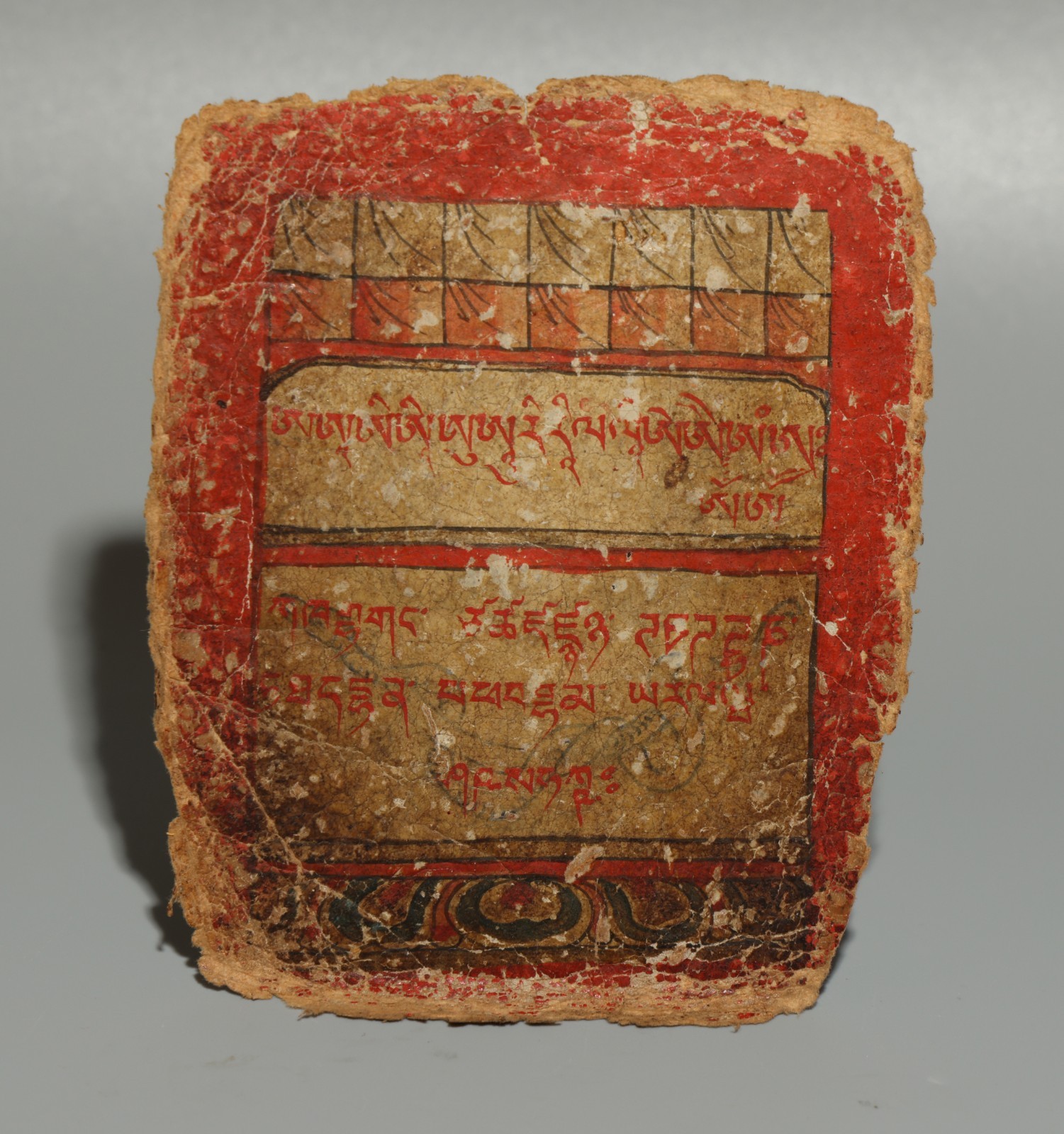 Real Rare Tibet 18th Century Old Antique Buddhist Paper Tsaklis Mantra Thangka